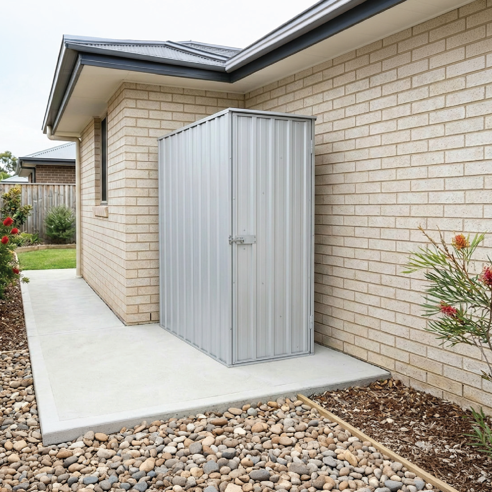 0.78mW x 1.52mD x 1.80mH Garden Shed Basic Single Door Zincalume