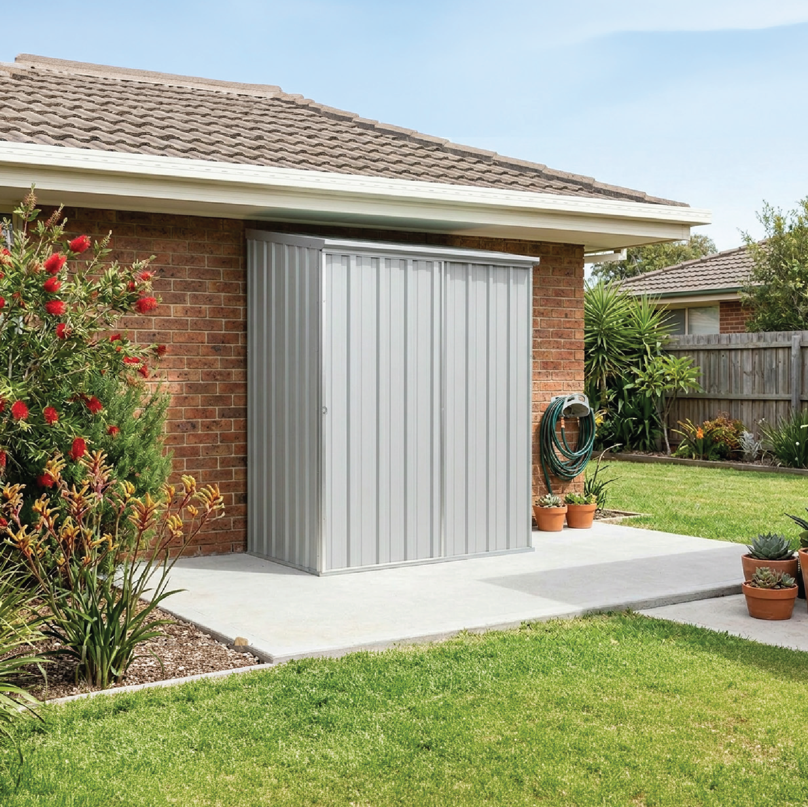 1.52mW x 0.78mD x 1.95mH Garden Shed Ezislider Single Door Zincalume