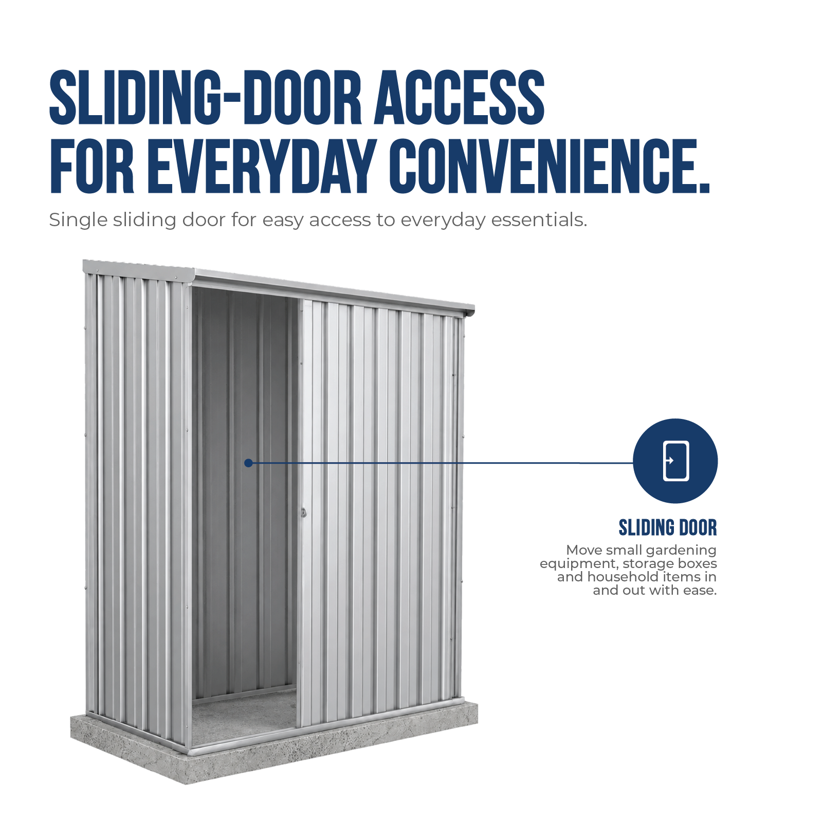 1.52mW x 0.78mD x 1.95mH Garden Shed Ezislider Single Door Zincalume