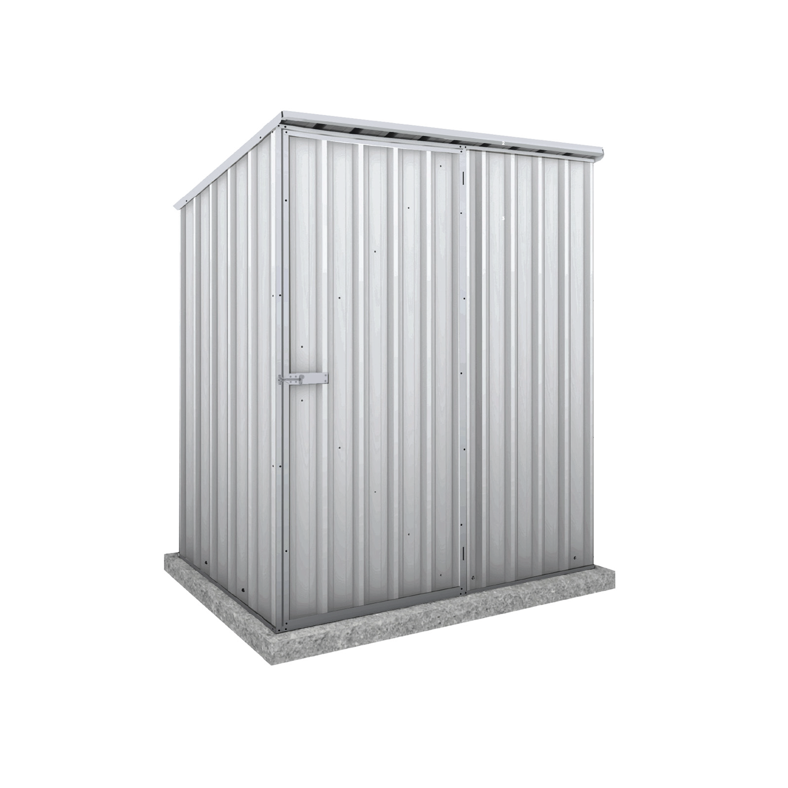 1.52mW x 0.78mD x 1.80mH Garden Shed Reverse Skillion Single Door Zincalume