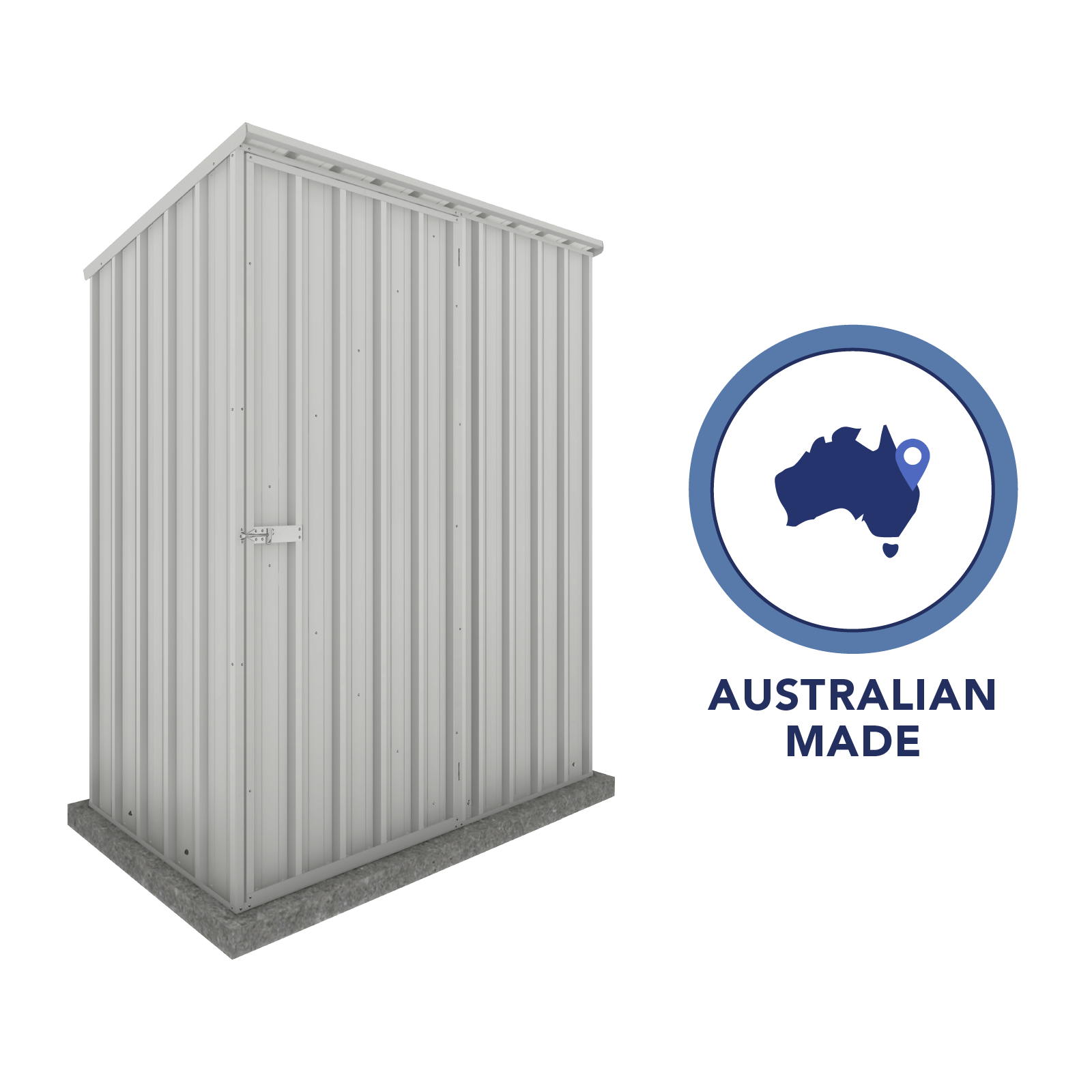 1.52mW x 0.78mD x 1.80mH Garden Shed Reverse Skillion Single Door Zincalume