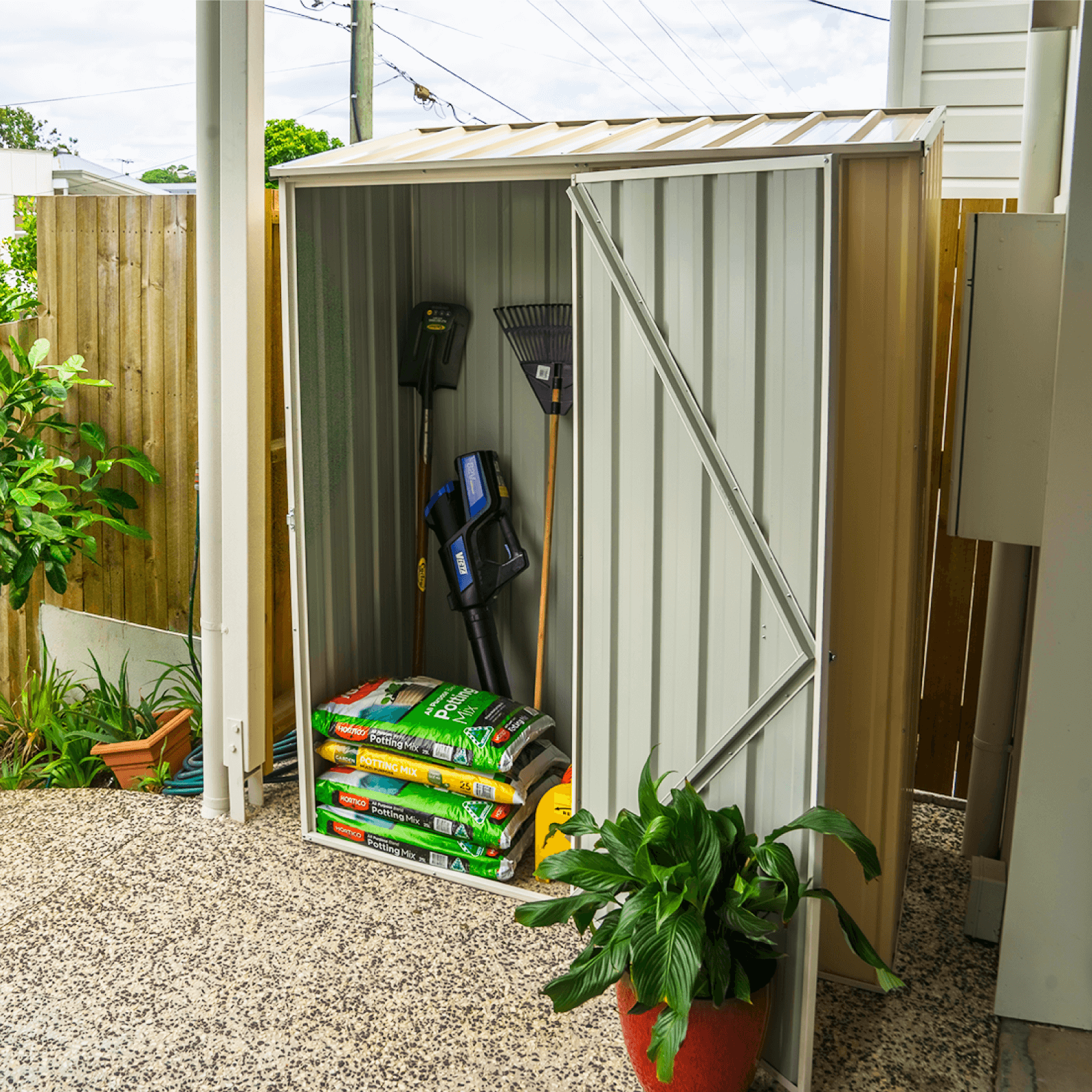 1.52mW x 0.78mD x 1.95mH Garden Shed Space Saver Single Door Zincalume