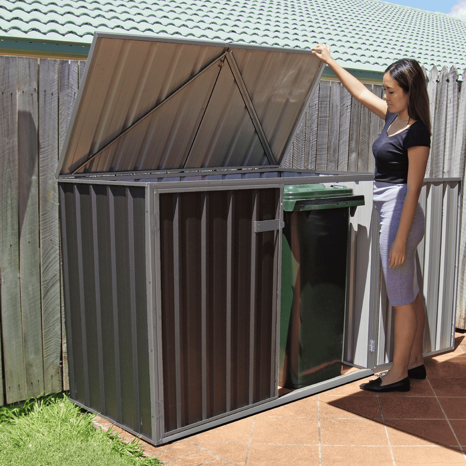 1.52mW x  0.78mD x 1.15mH Bin Cover Double Door Zincalume