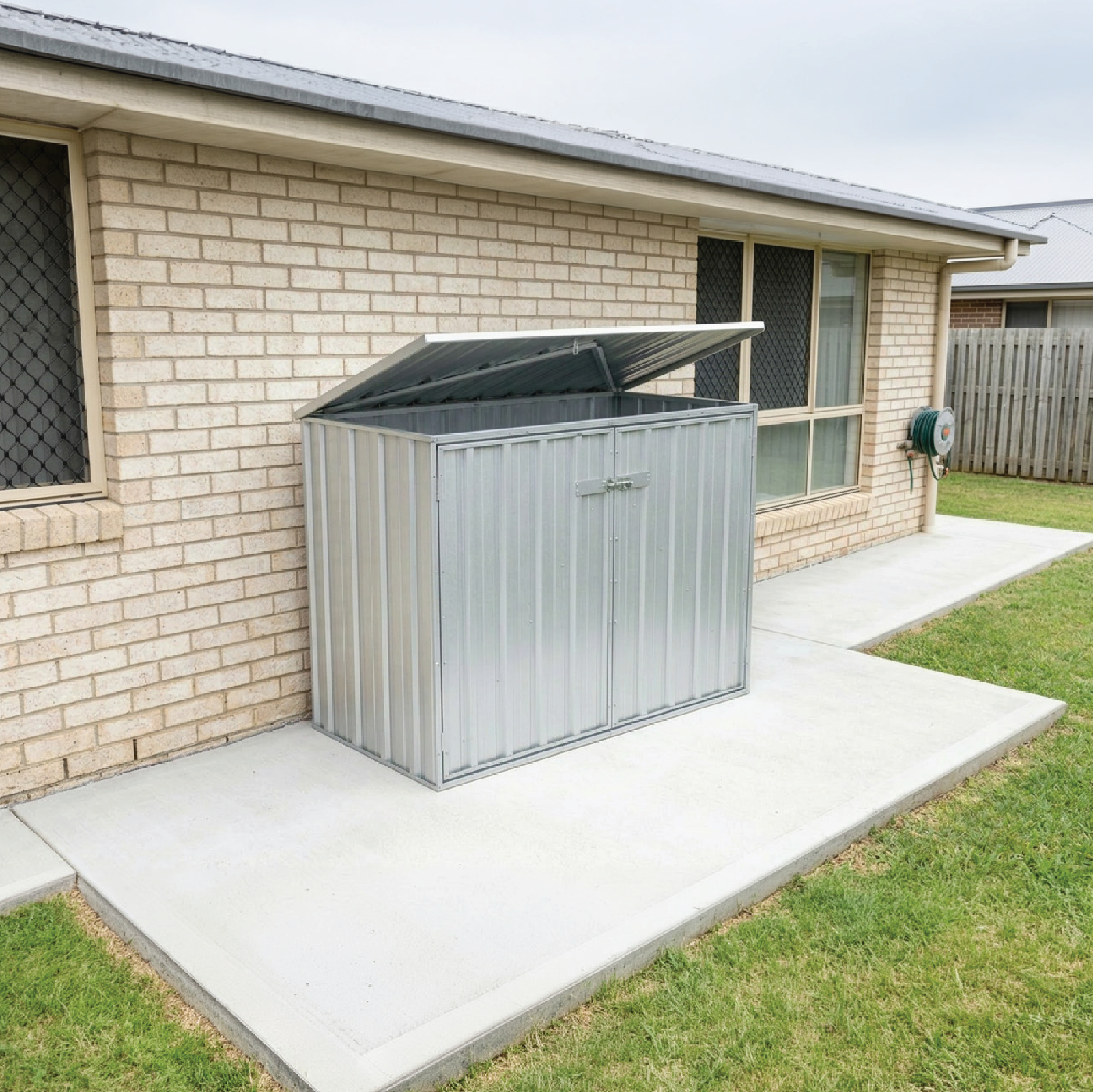 1.52mW x  0.78mD x 1.15mH Bin Cover Double Door Zincalume with Anchors