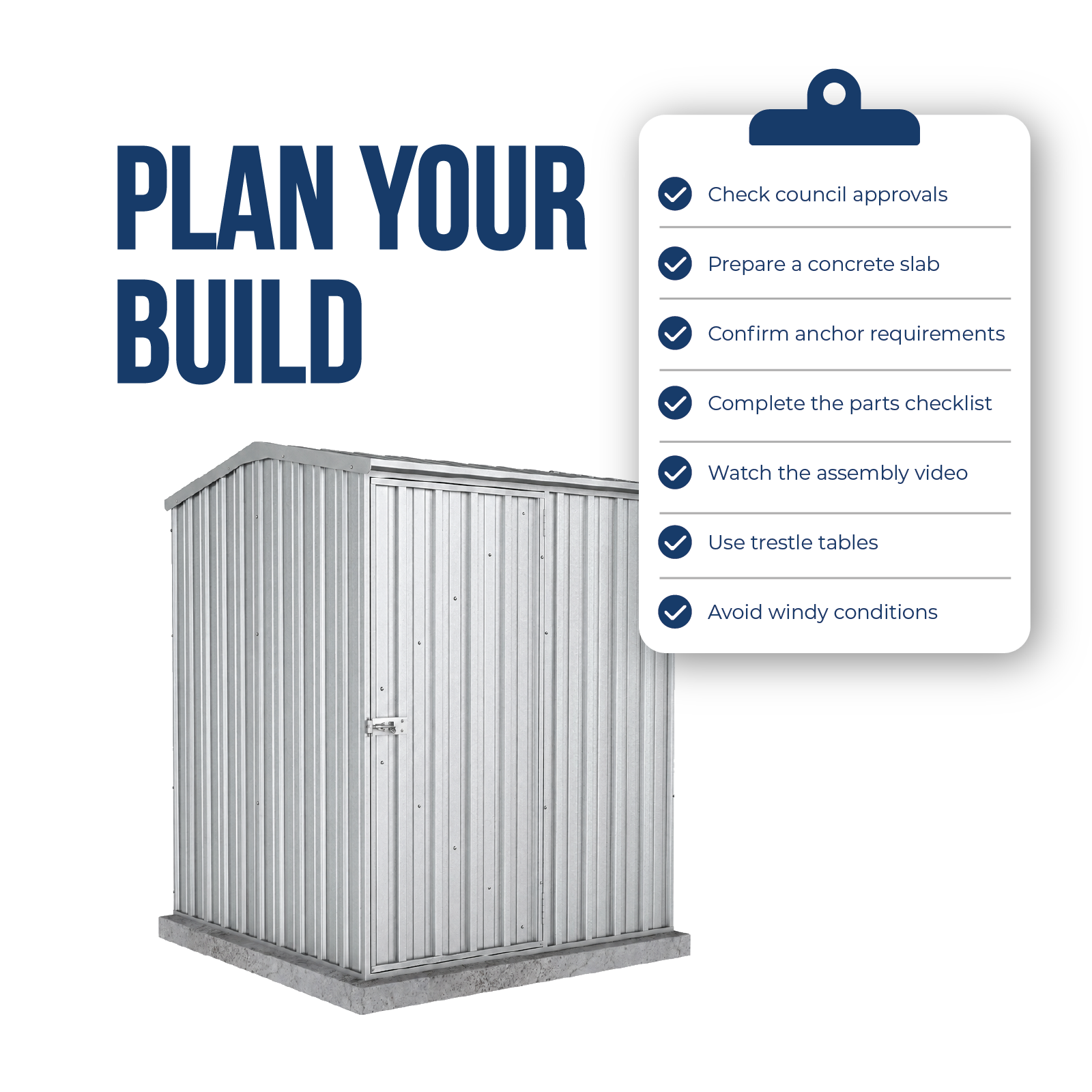 1.52mW x 1.52mD x 1.95mH Garden Shed Premier Single Door Zincalume