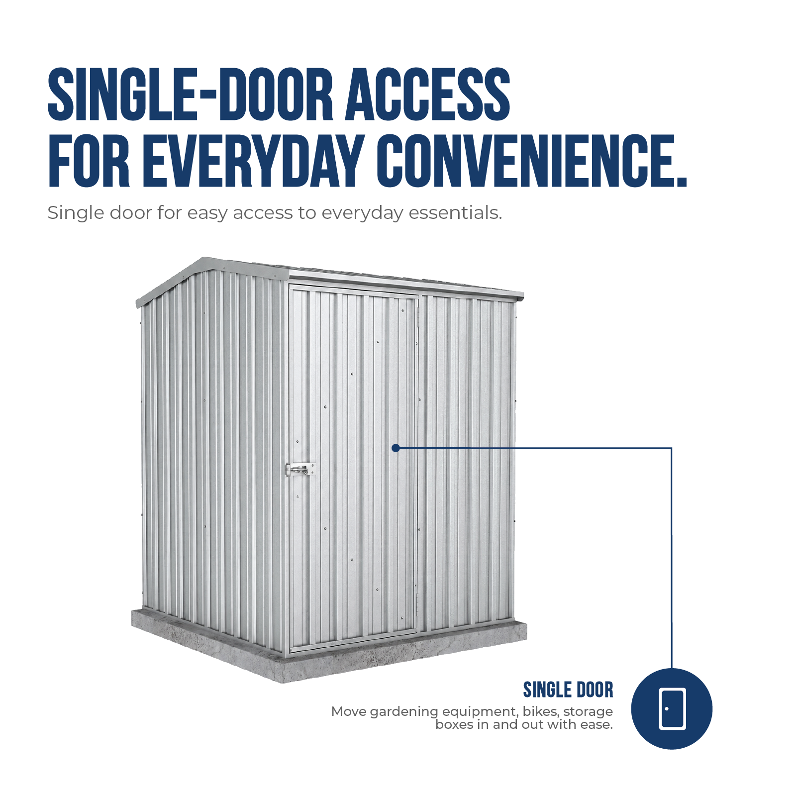 1.52mW x 1.52mD x 1.95mH Garden Shed Premier Single Door Zincalume