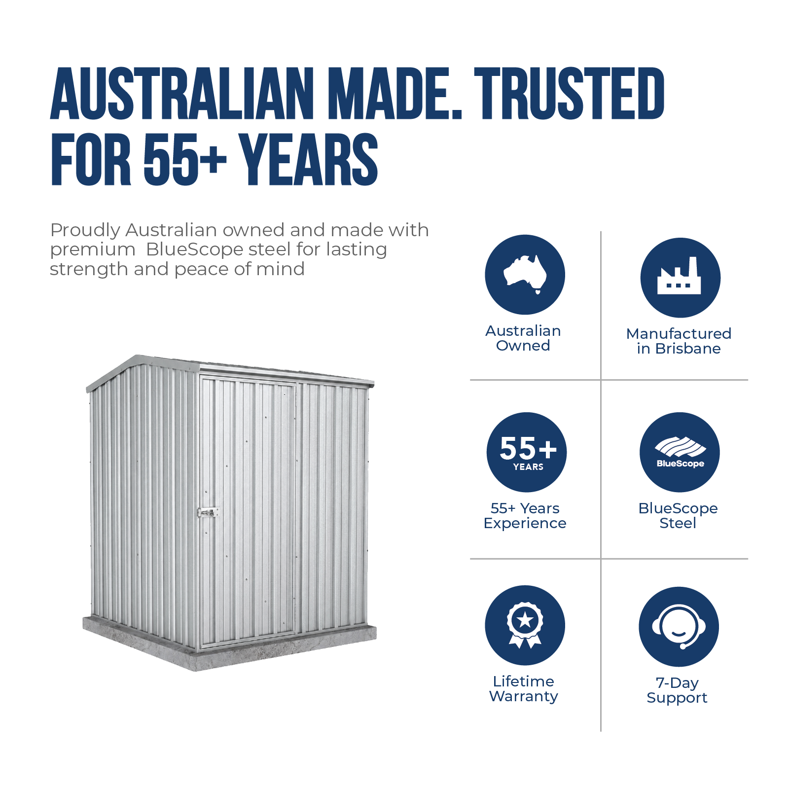 1.52mW x 1.52mD x 1.95mH Garden Shed Premier Single Door Zincalume