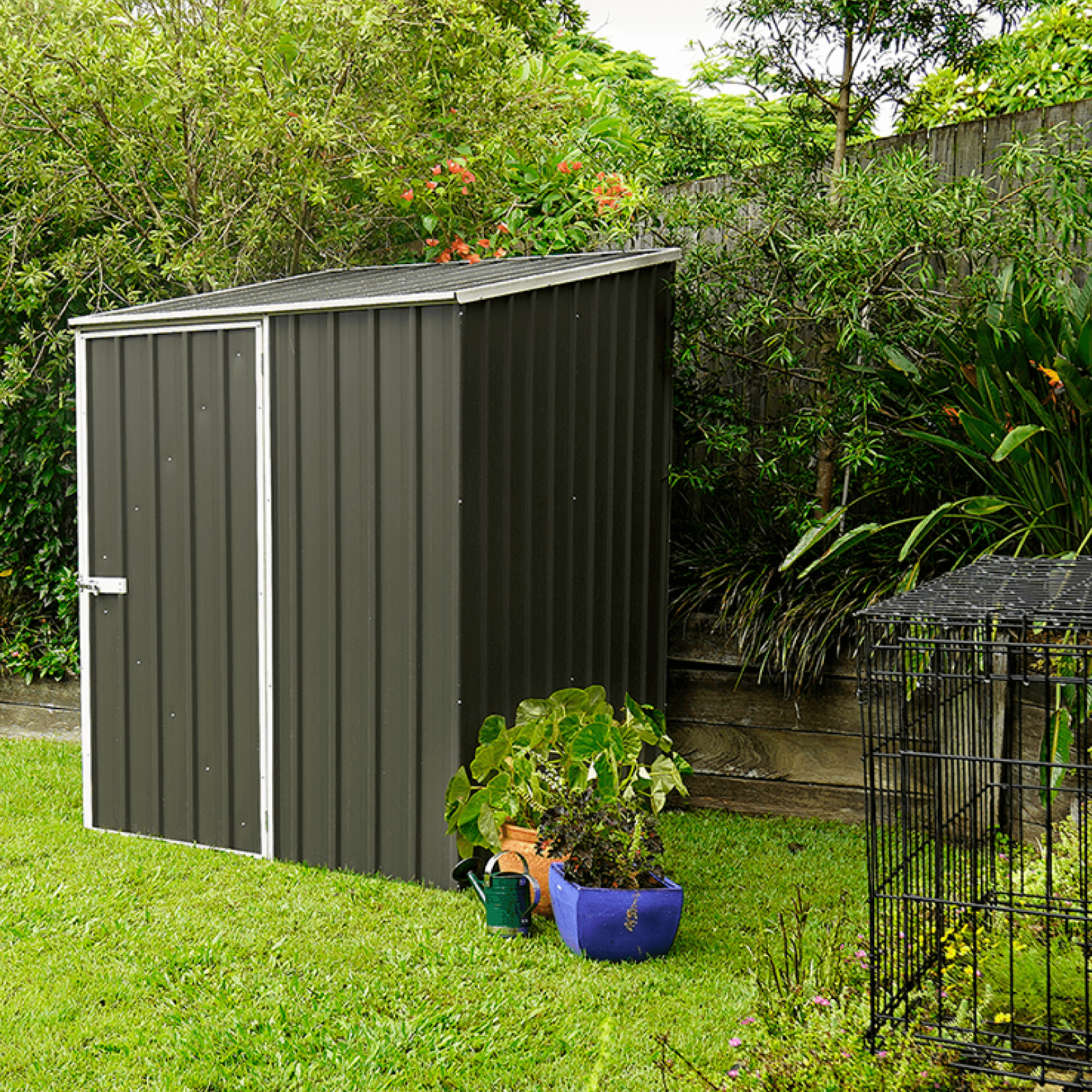 1.52mW x 1.52mD x 2.08mH Garden Shed Space Saver Single Door Zincalume