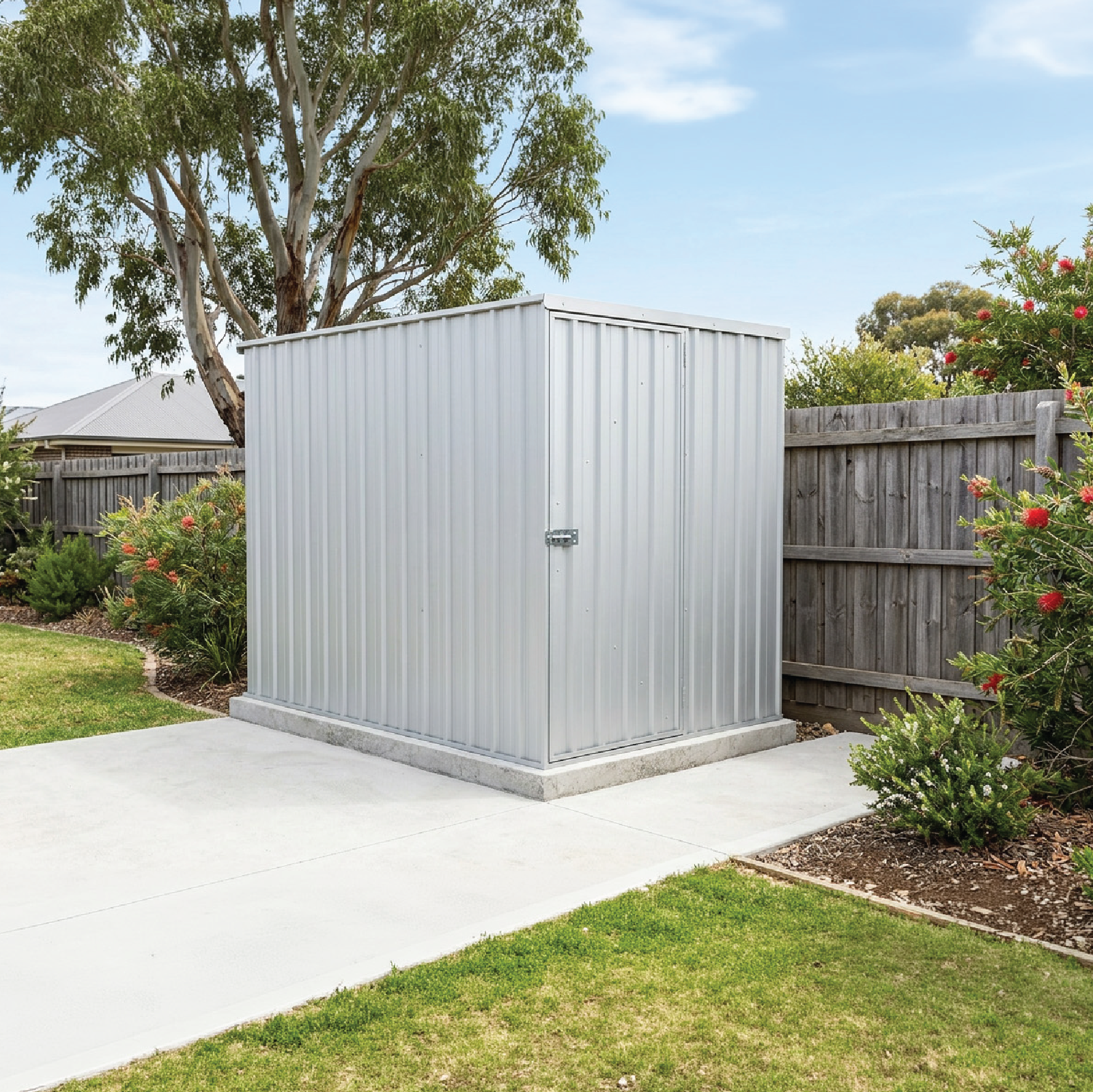 1.52mW x 2.26mD x 1.80mH Garden Shed Basic Single Door Zincalume