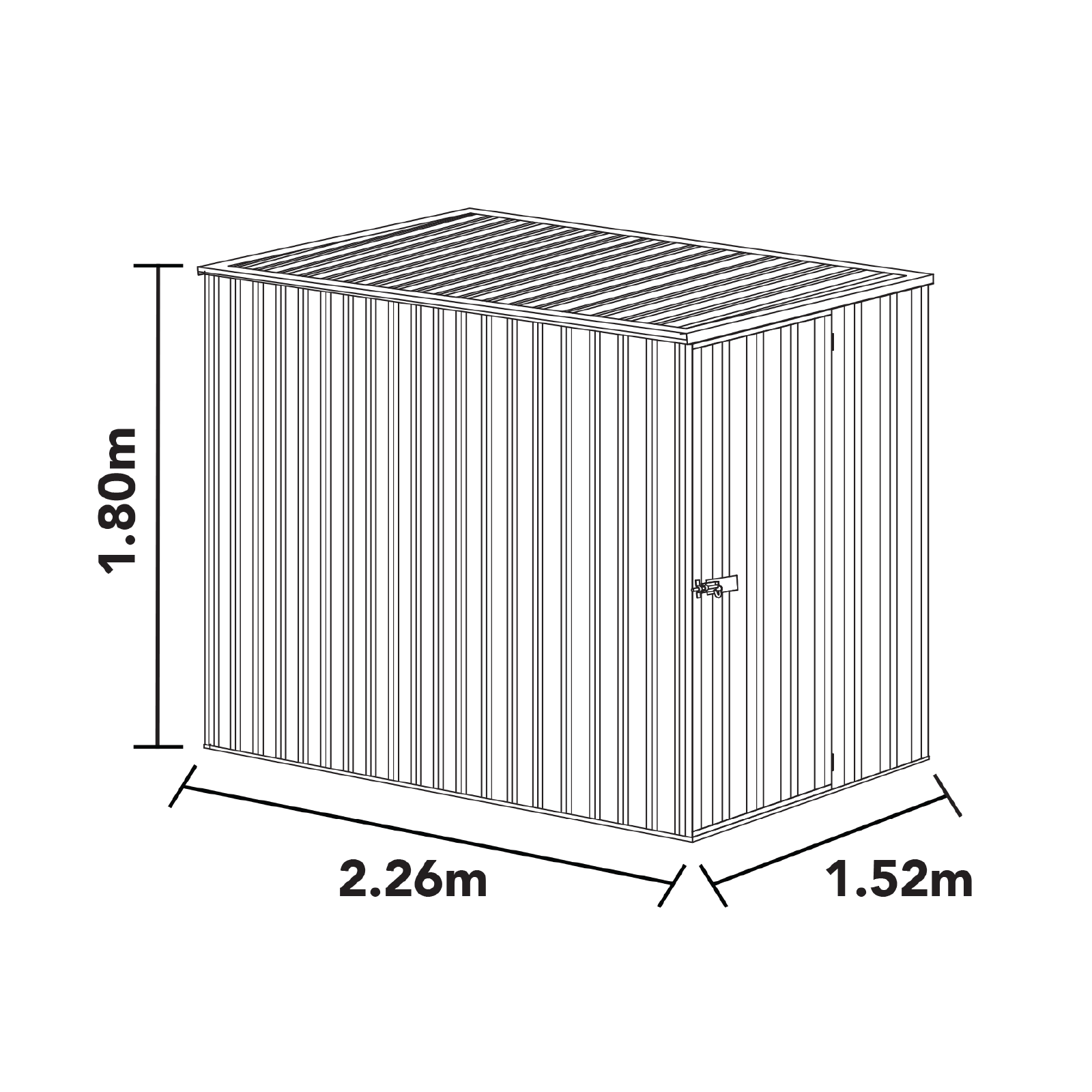 1.52mW x 2.26mD x 1.80mH Garden Shed Basic Single Door Zincalume