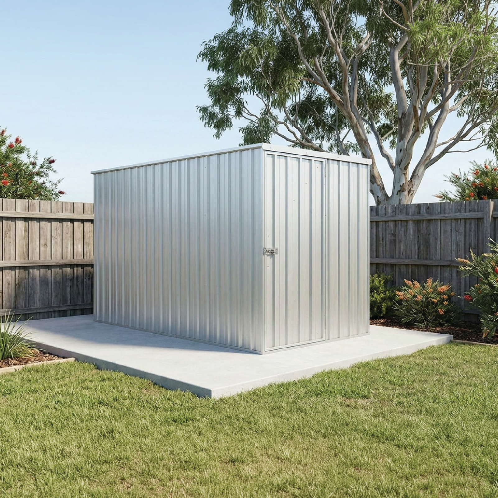 1.52mW x 3.00mD x 1.80mH Garden Shed Basic Single Door Zincalume