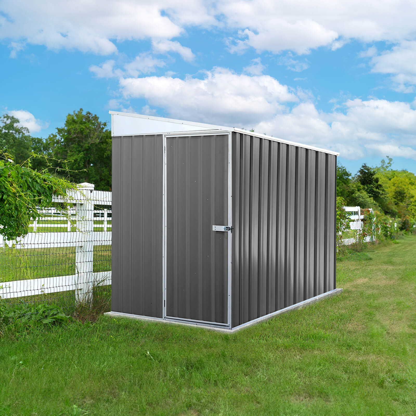 1.52mW x 2.26mD x 2.06mH Garden Shed Narrow Single Door Zincalume