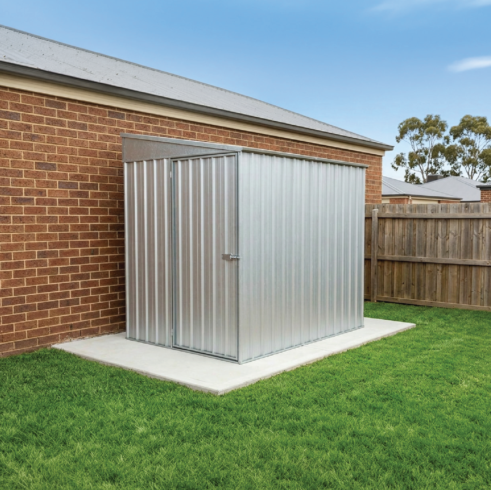 1.52mW x 2.26mD x 2.06mH Garden Shed Narrow Single Door Zincalume