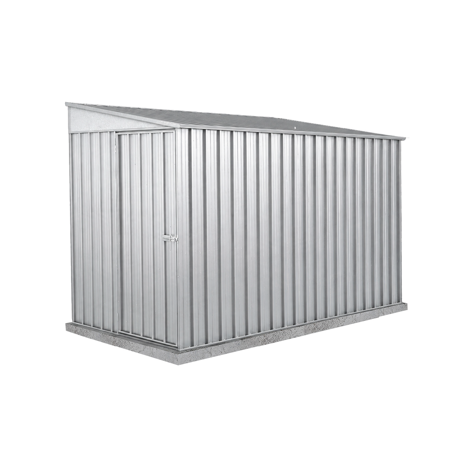 1.52mW x 3.00mD x 2.06mH Garden Shed Narrow Single Door Zincalume