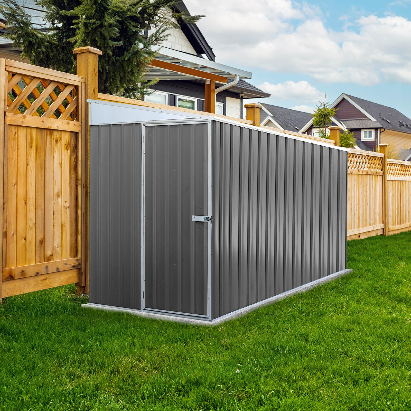 1.52mW x 3.00mD x 2.06mH Garden Shed Narrow Single Door Zincalume