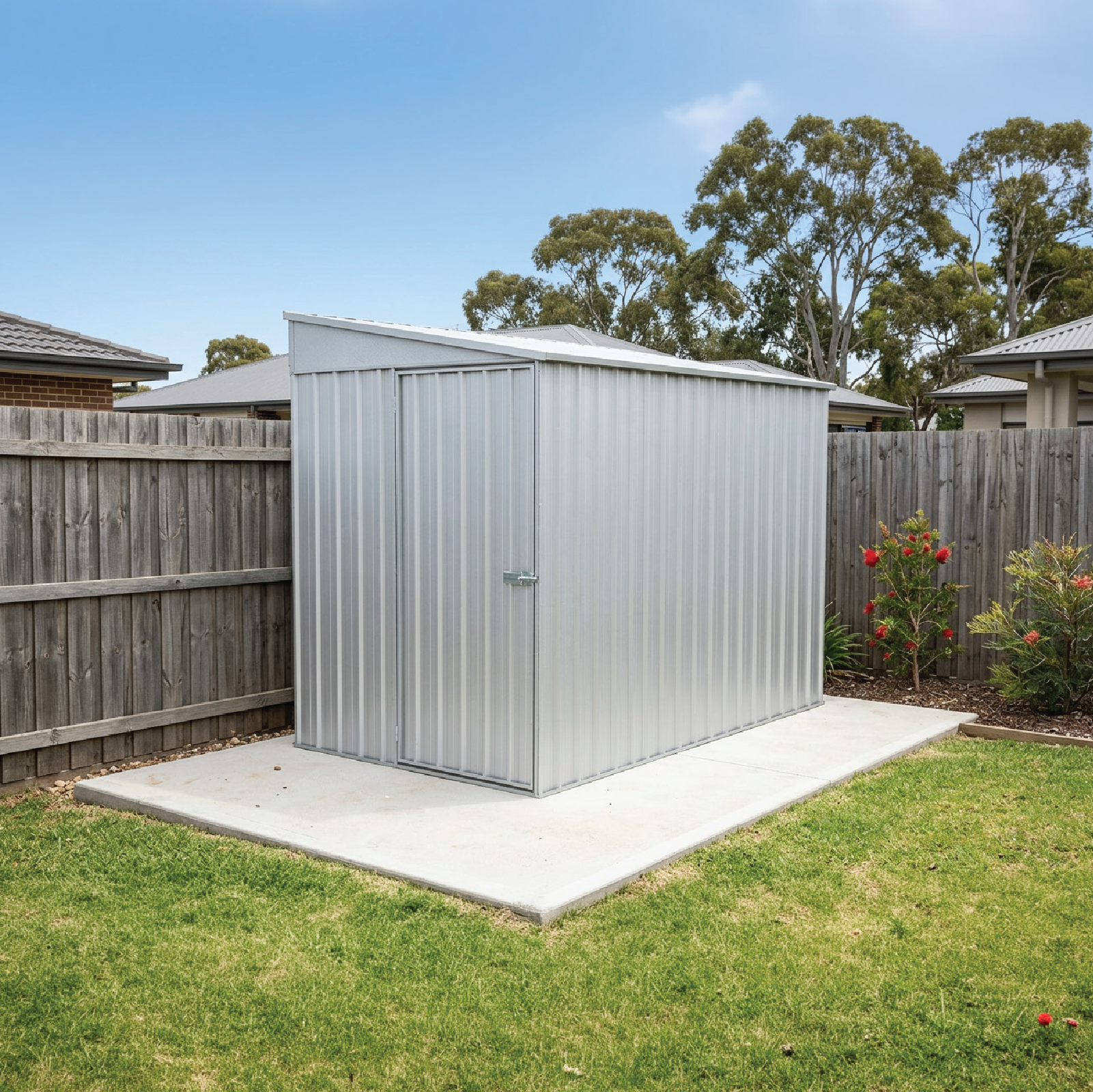 1.52mW x 3.00mD x 2.06mH Garden Shed Narrow Single Door Zincalume