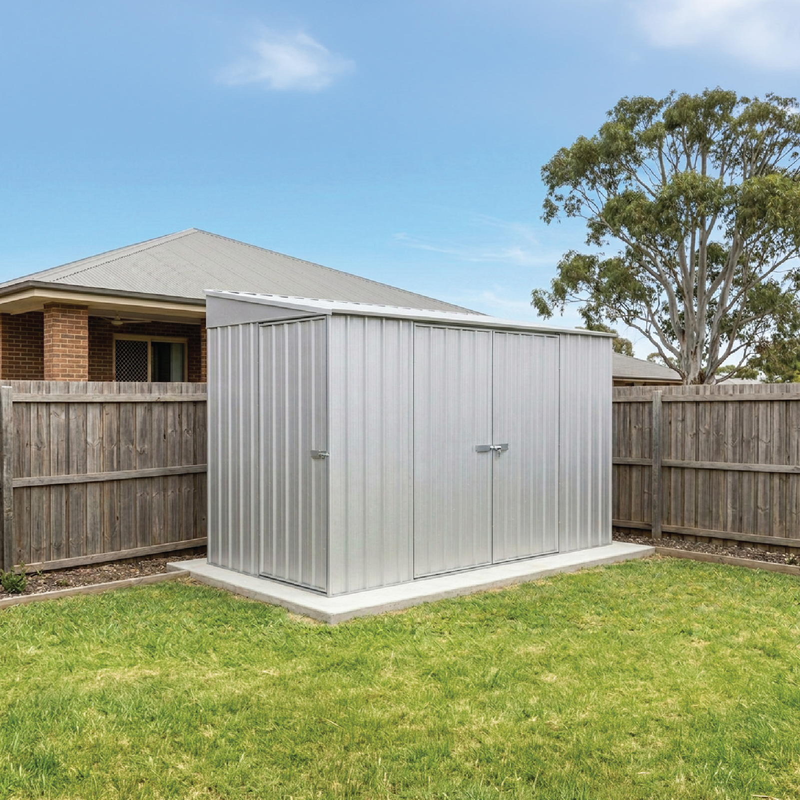 1.52mW x 3.00mD x 2.06mH Garden Shed Narrow Three Door Zincalume