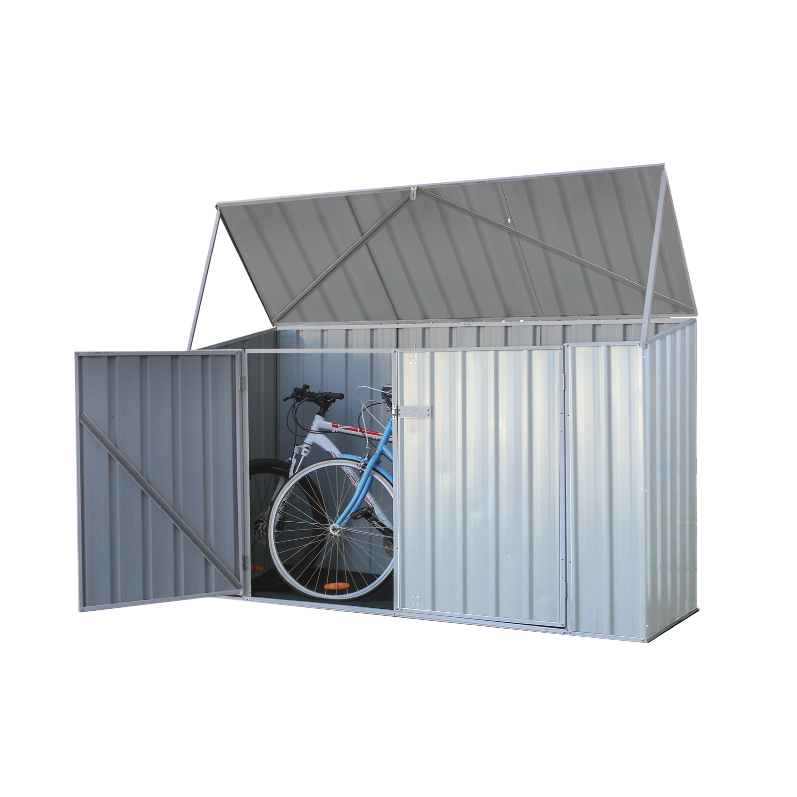 2.26mW x 0.78mD x 1.31mH Bike Shed Double Door Zincalume