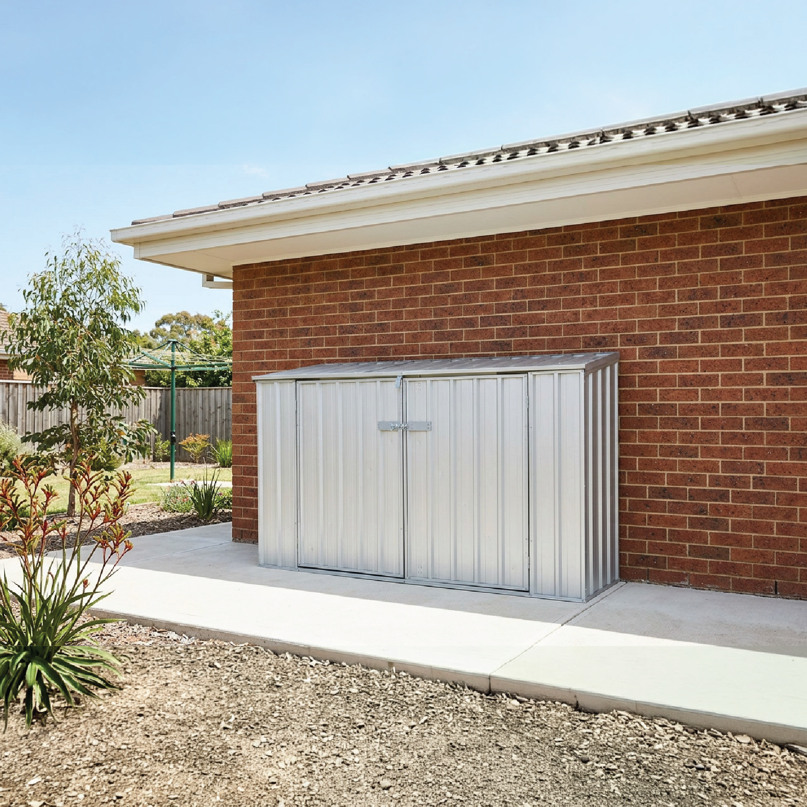 2.26mW x 0.78mD x 1.31mH Bike Shed Double Door Zincalume