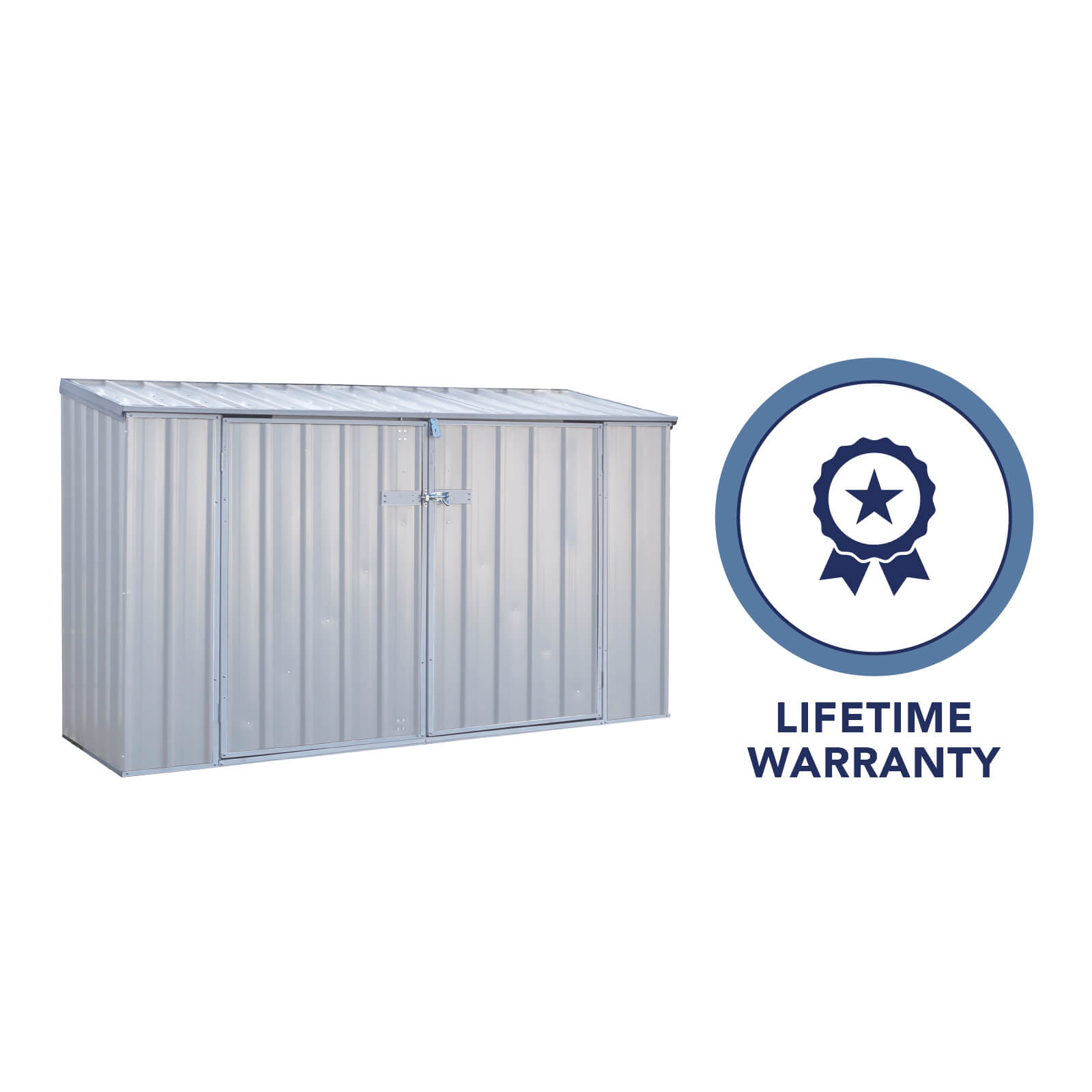 2.26mW x 0.78mD x 1.31mH Bike Shed Double Door Zincalume