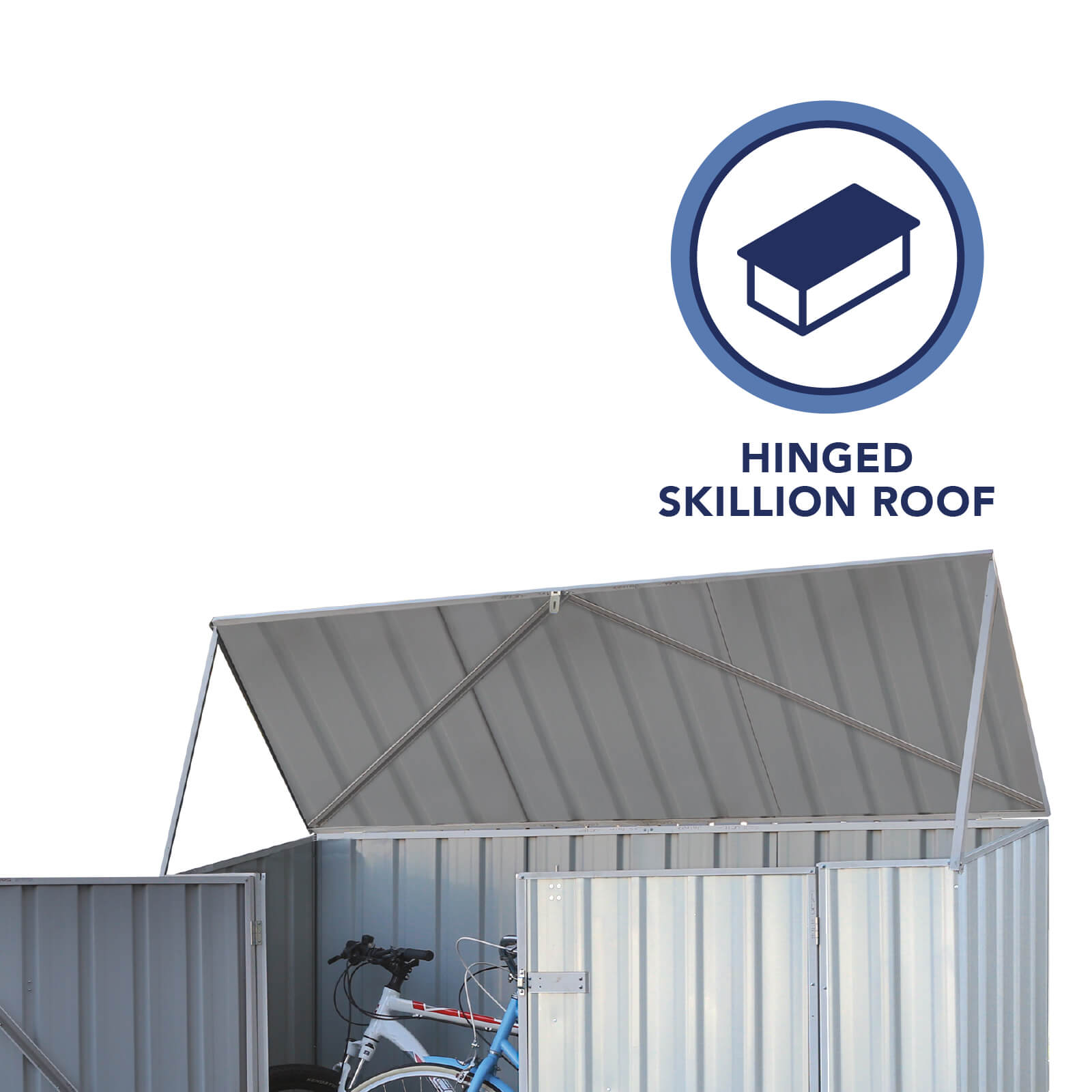 2.26mW x 0.78mD x 1.31mH Bike Shed Double Door Zincalume