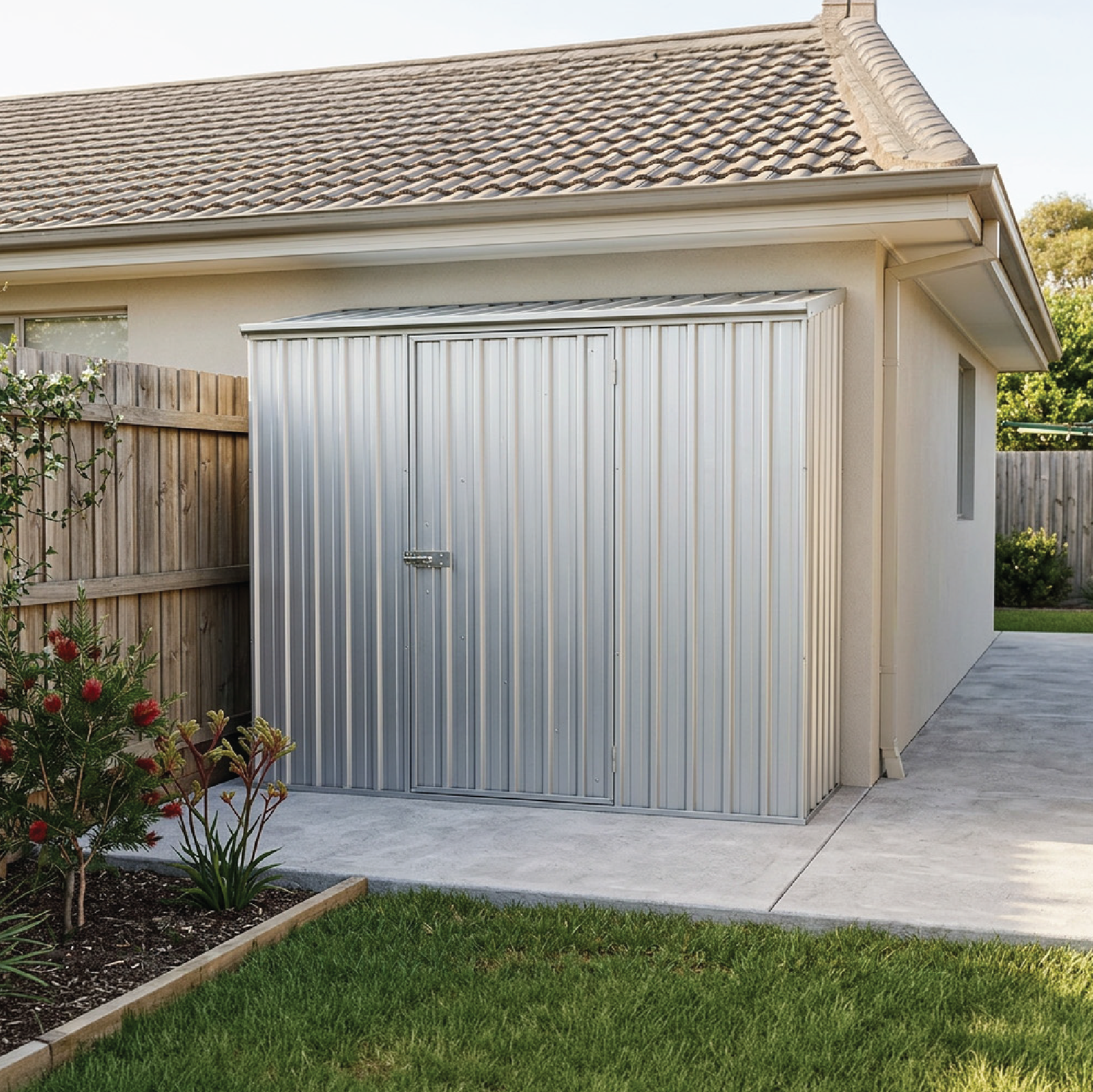 2.26mW x 0.78mD x 1.95mH Garden Shed Space Saver Single Door Zincalume