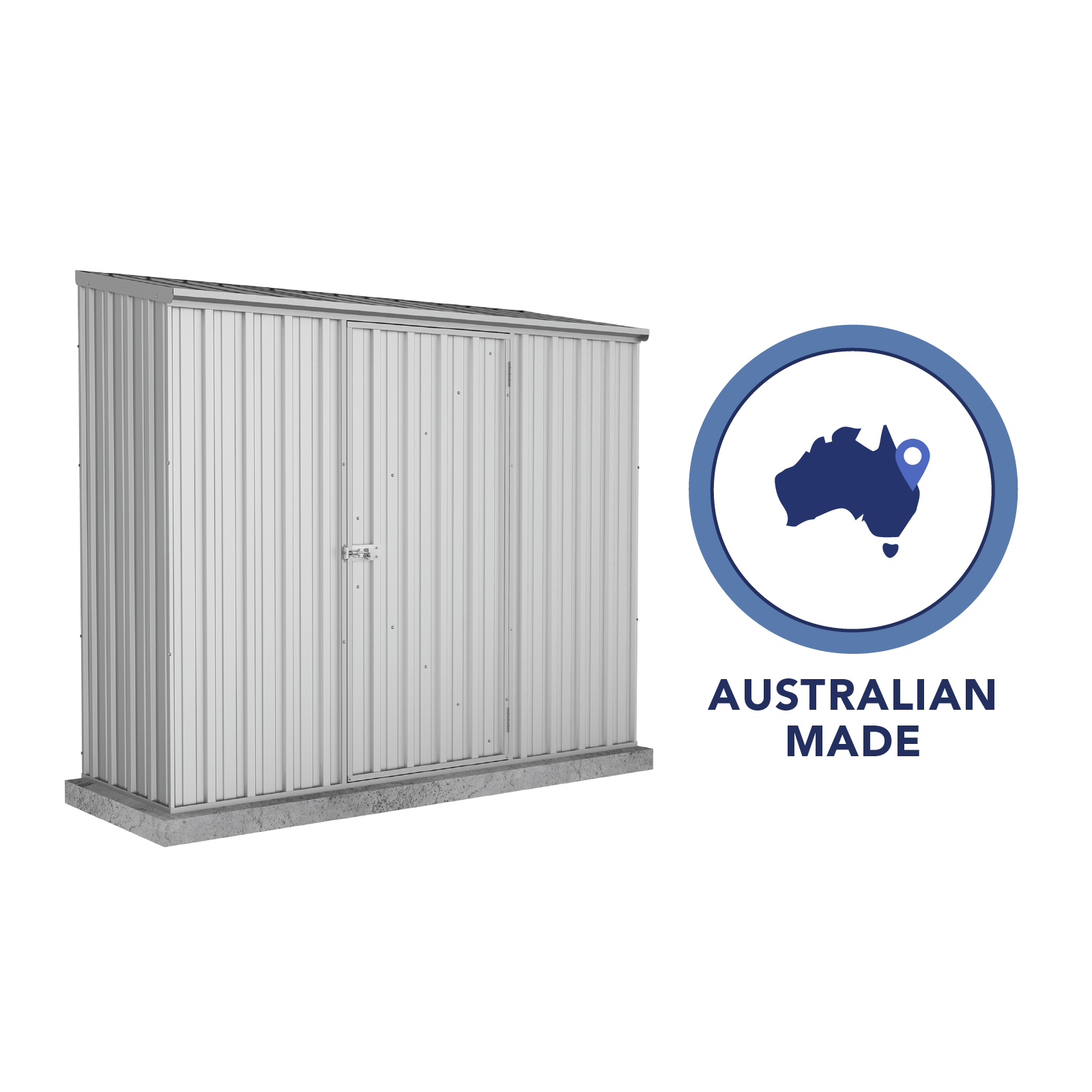 2.26mW x 0.78mD x 1.95mH Garden Shed Space Saver Single Door Zincalume
