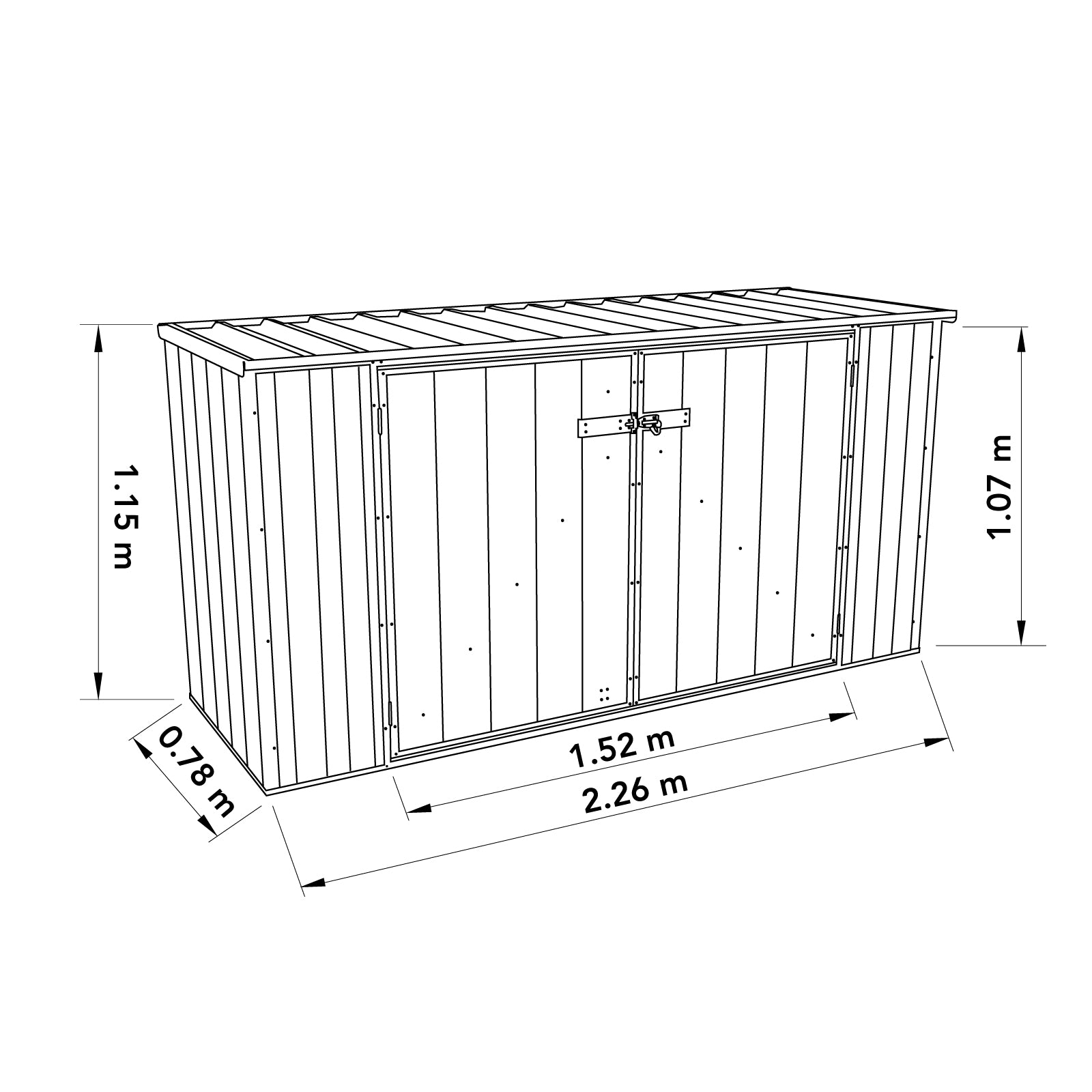 2.26mW x 0.78mD x 1.15mH Bin Cover Double Door Zincalume