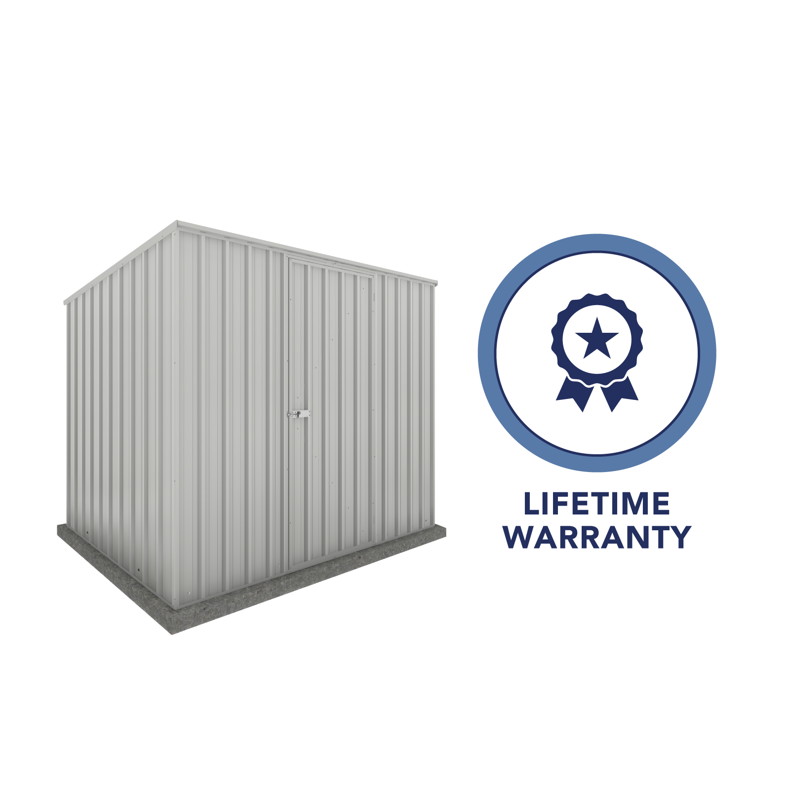 2.26mW x 1.52mD x 1.80mH Garden Shed Reverse Skillion Single Door Zincalume