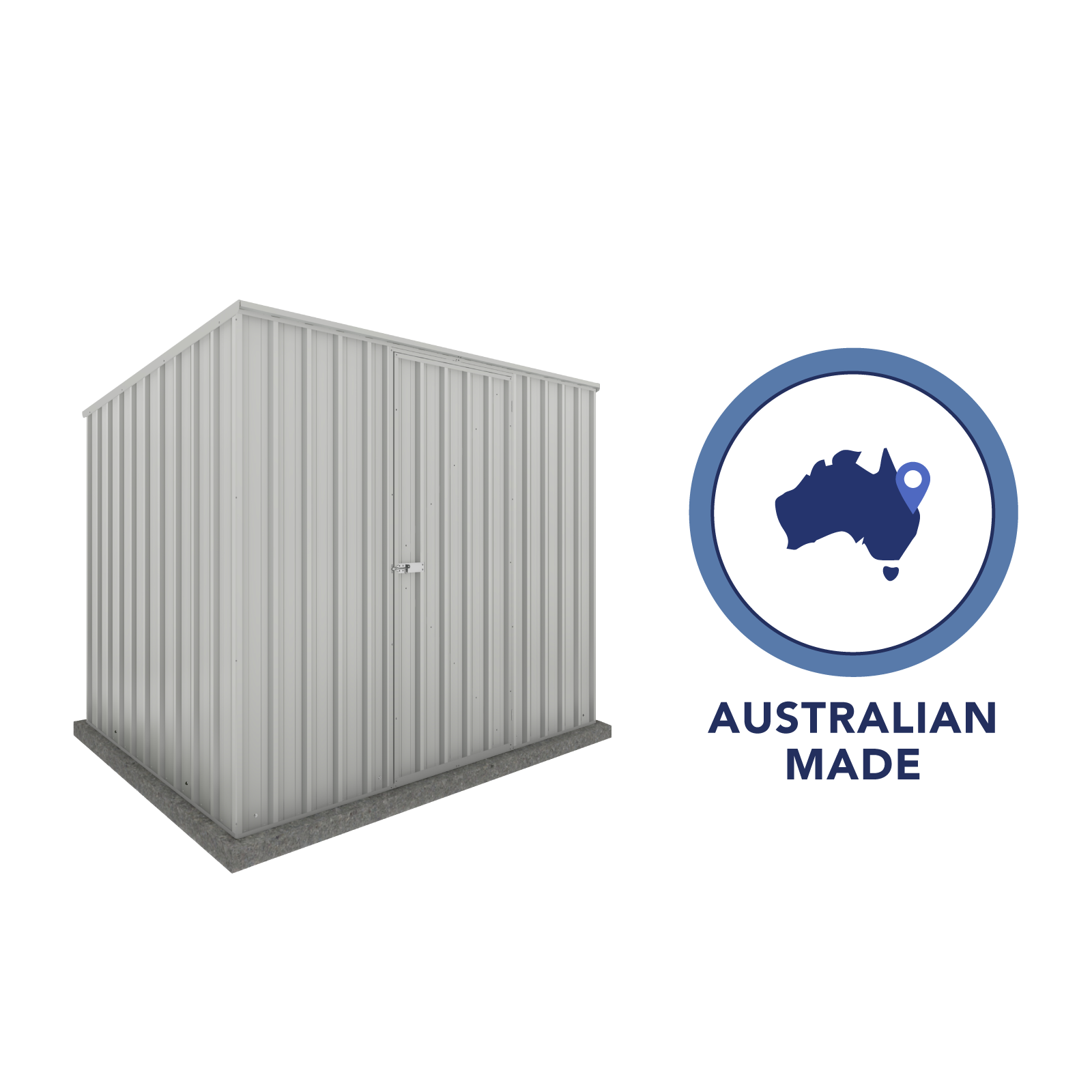 2.26mW x 1.52mD x 1.80mH Garden Shed Reverse Skillion Single Door Zincalume