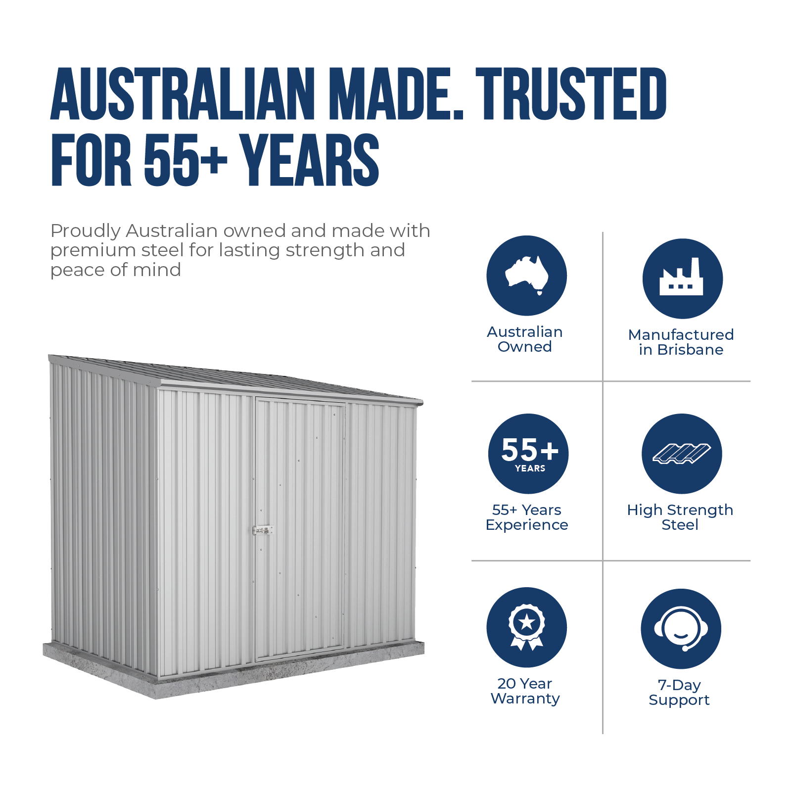 2.26mW x 1.52mD x 2.08mH Garden Shed Economy Single Door Zinc
