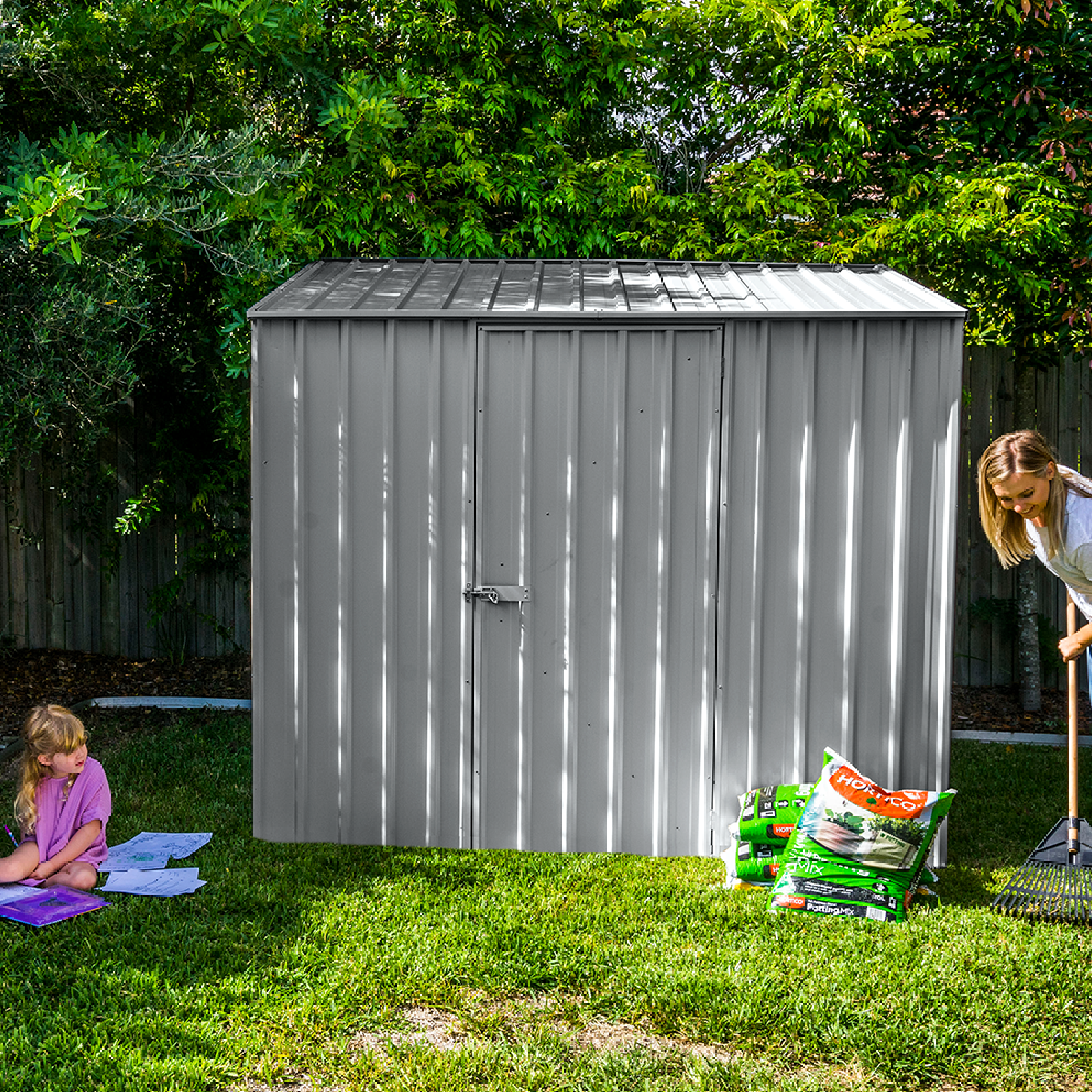 2.26mW x 1.52mD x 2.08mH Garden Shed Economy Single Door Zinc