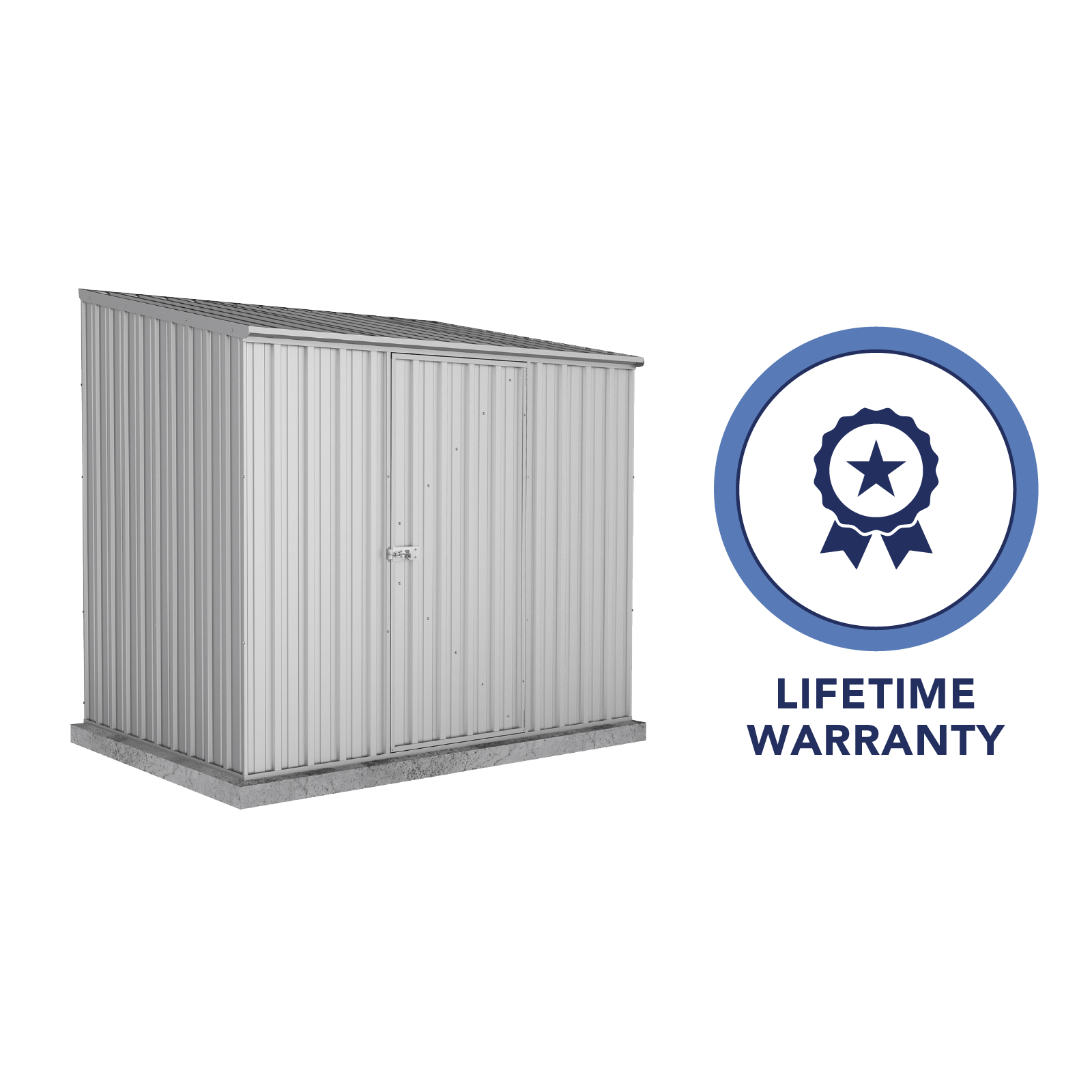 2.26mW x 1.52mD x 2.08mH Garden Shed Space Saver Single Door Zincalume