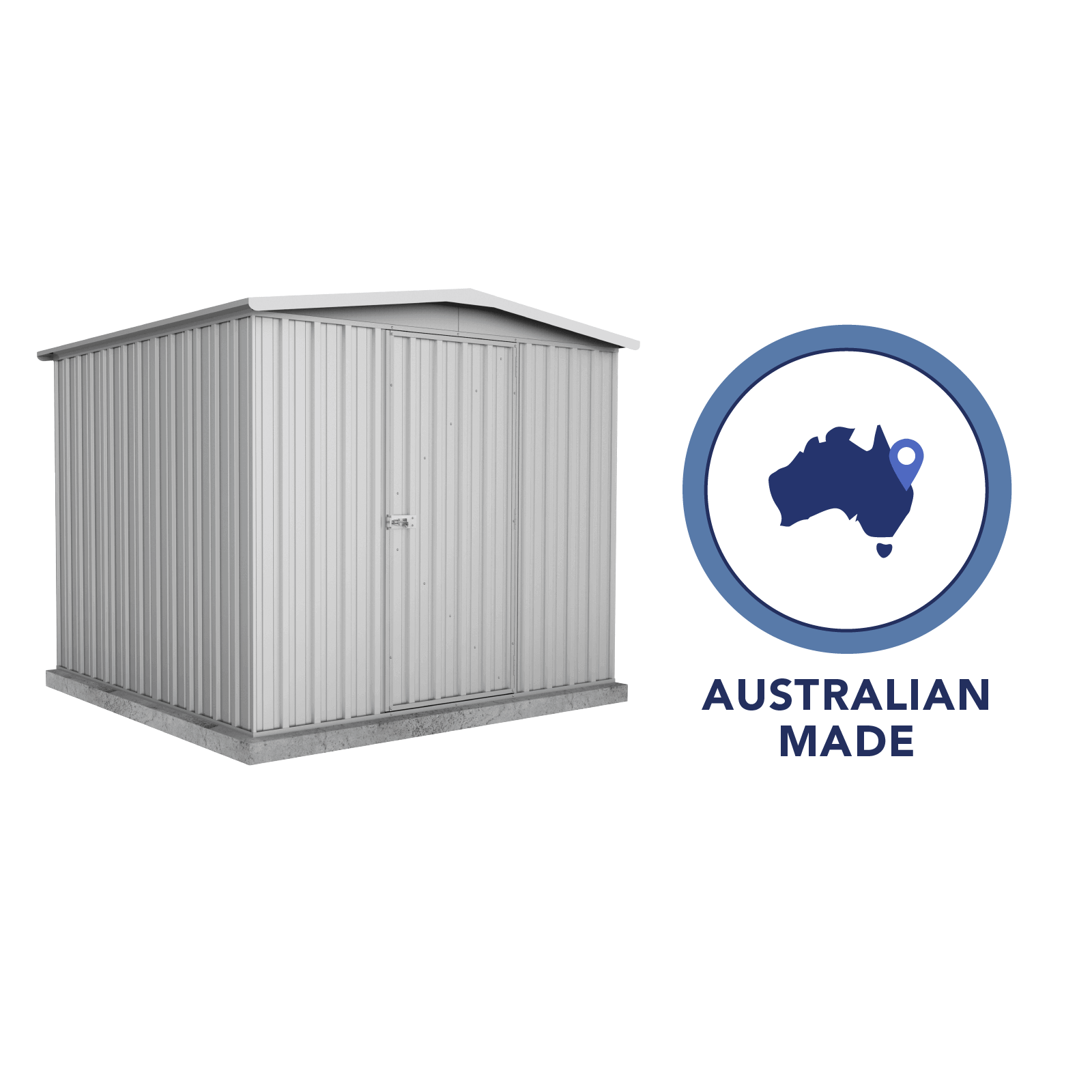2.26mW x 2.18mD x 2.00mH Garden Shed Regent Single Door Zincalume