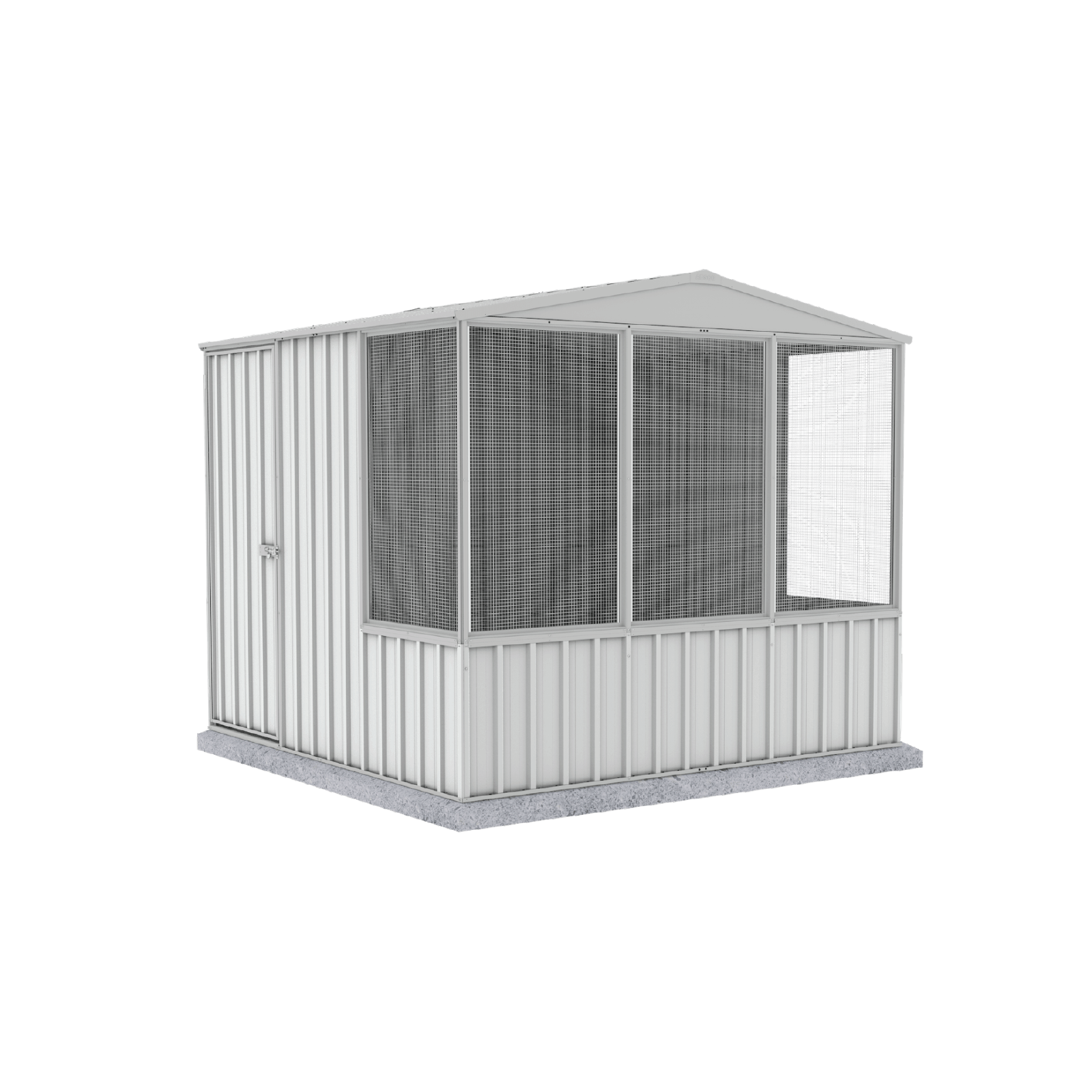 2.26mW x 2.22mD x 2.00mH Chicken Coop Gable Roof Single Door Zincalume