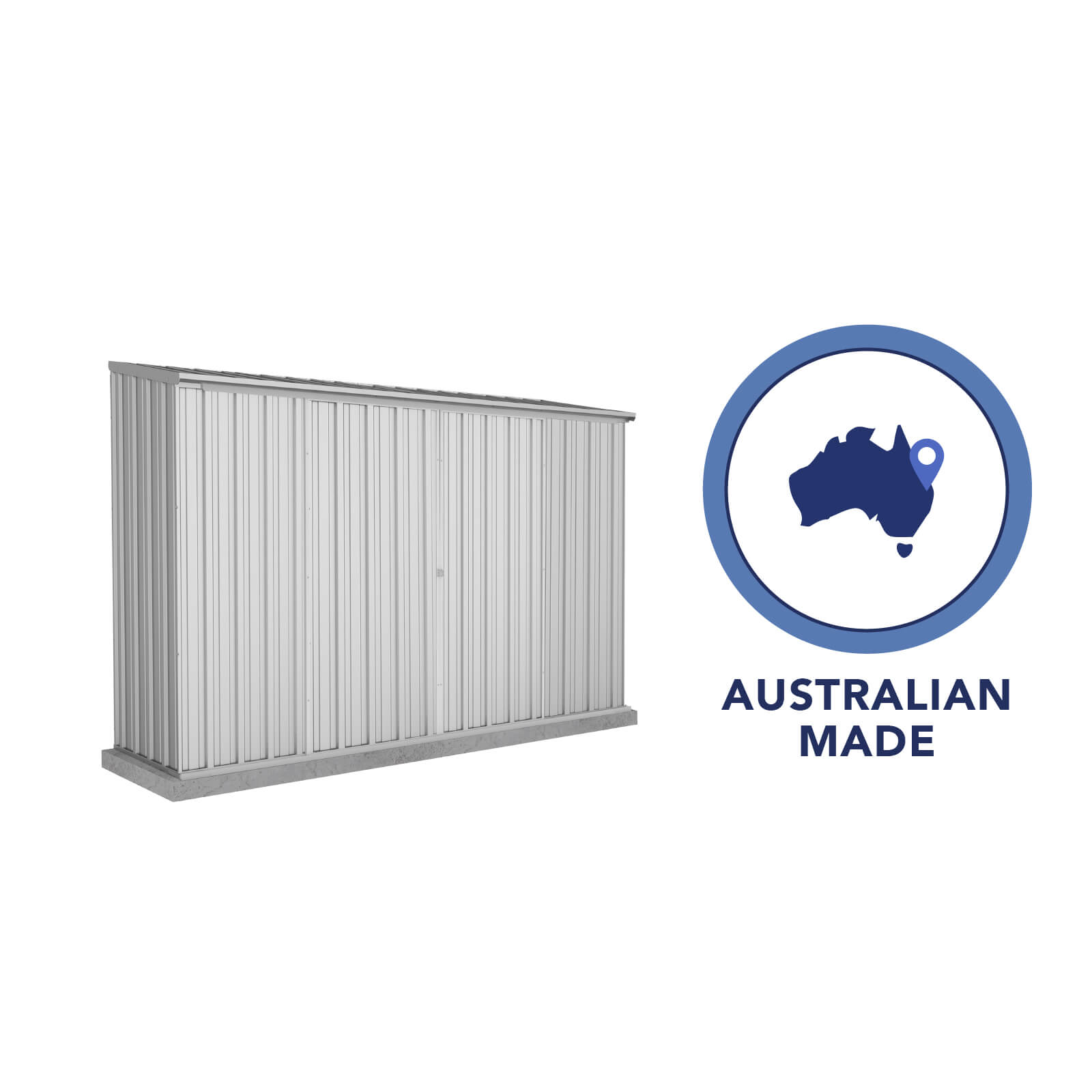 3.00mW x 0.78mD x 1.95mH Garden Shed Ezislider Double Door Zincalume