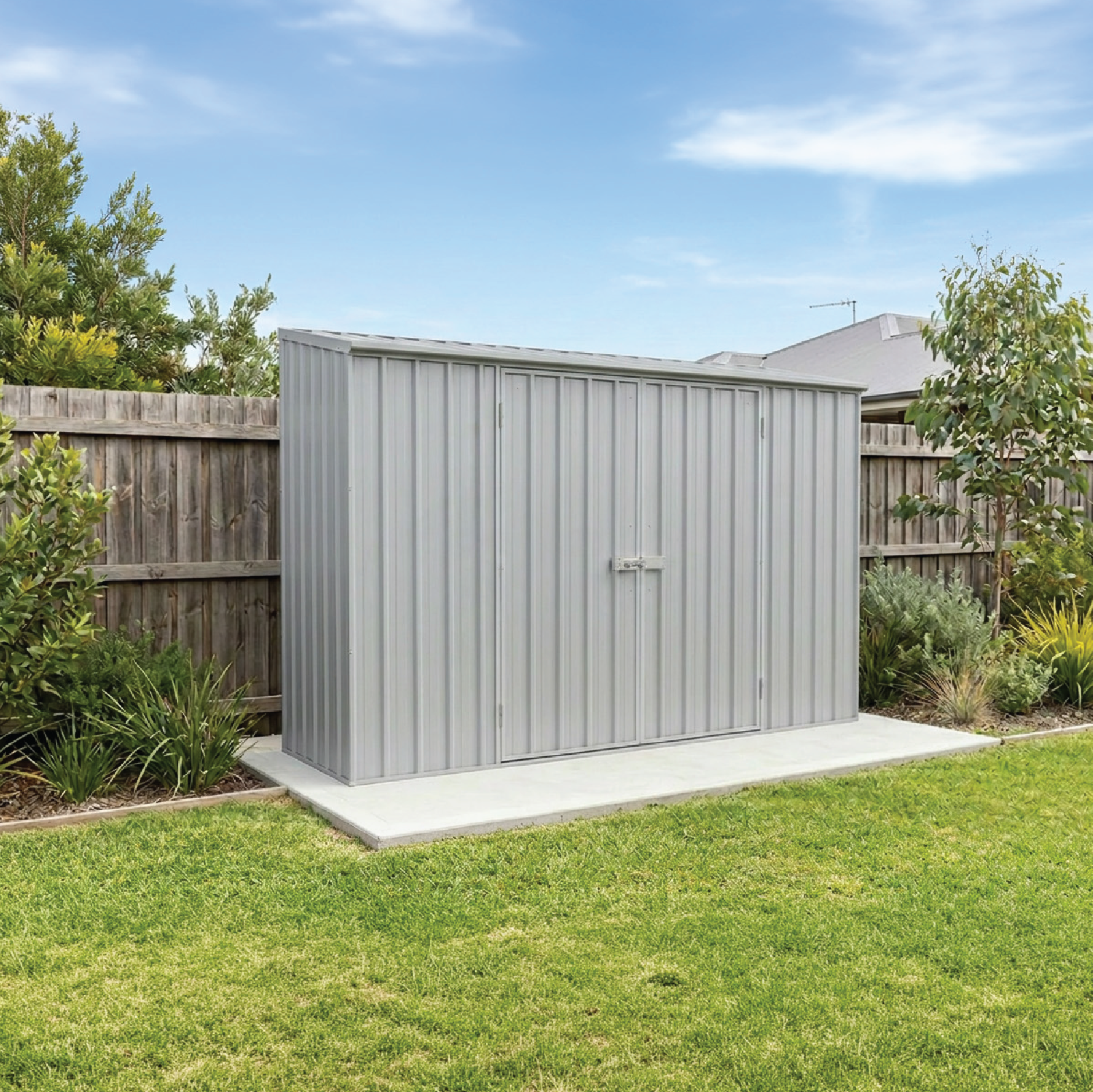3.00mW x 0.78mD x 1.95mH Garden Shed Economy Double Door Zinc