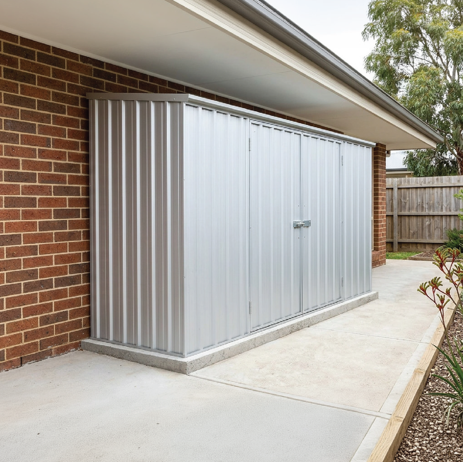3.00mW x 0.78mD x 1.95mH Garden Shed Space Saver Double Door Zincalume