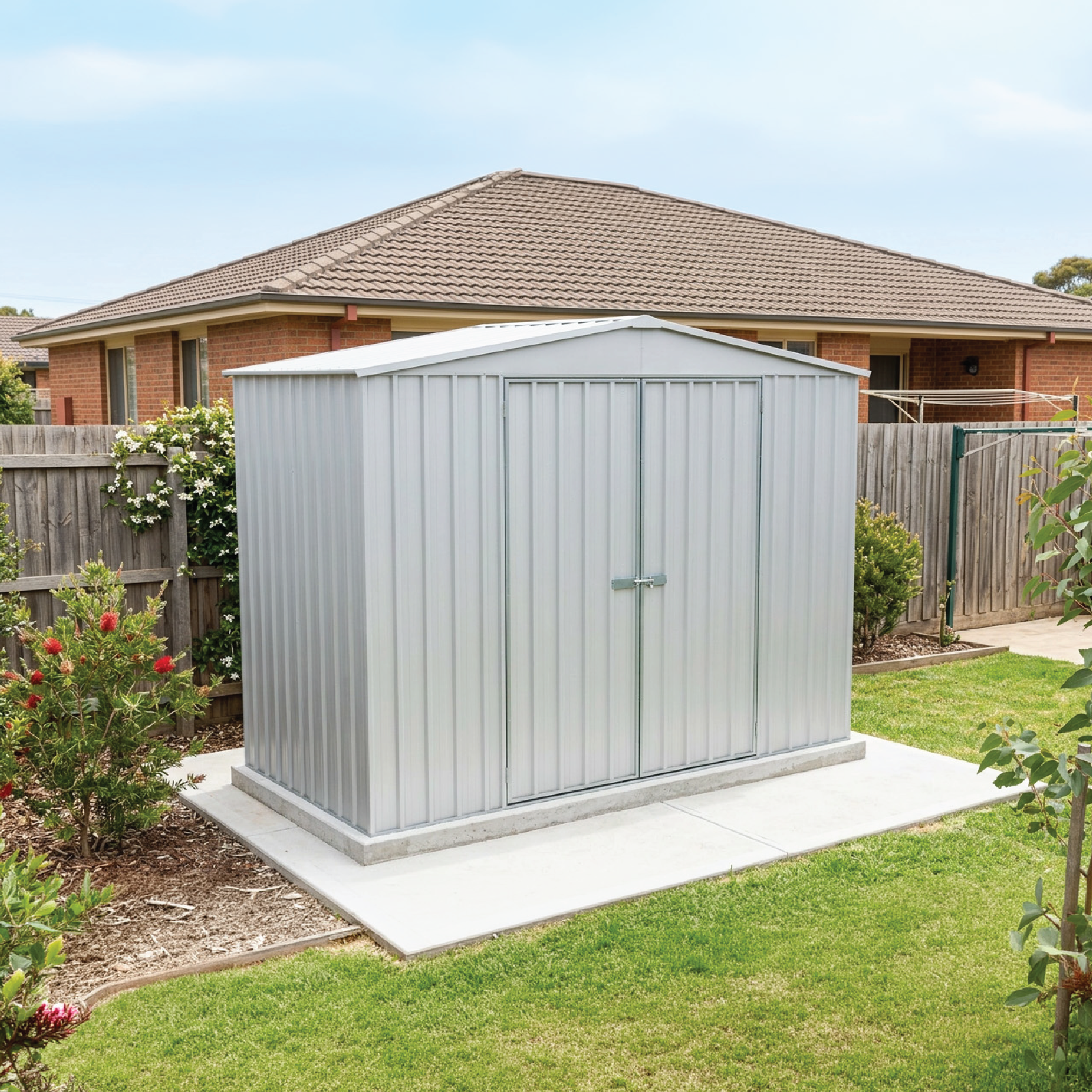3.00mW x 1.44mD x 2.30mH Garden Shed Highlander Double Door Zincalume