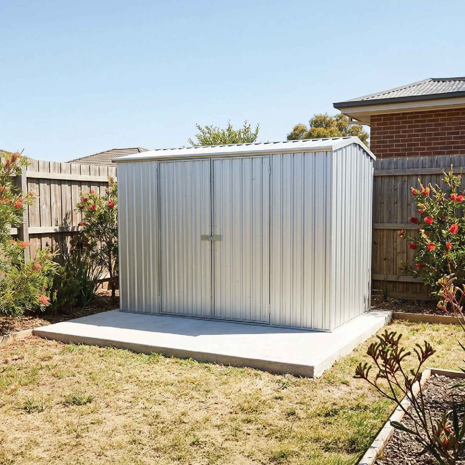 3.00mW x 1.52mD x 1.95mH Garden Shed Premier Double Door Zincalume