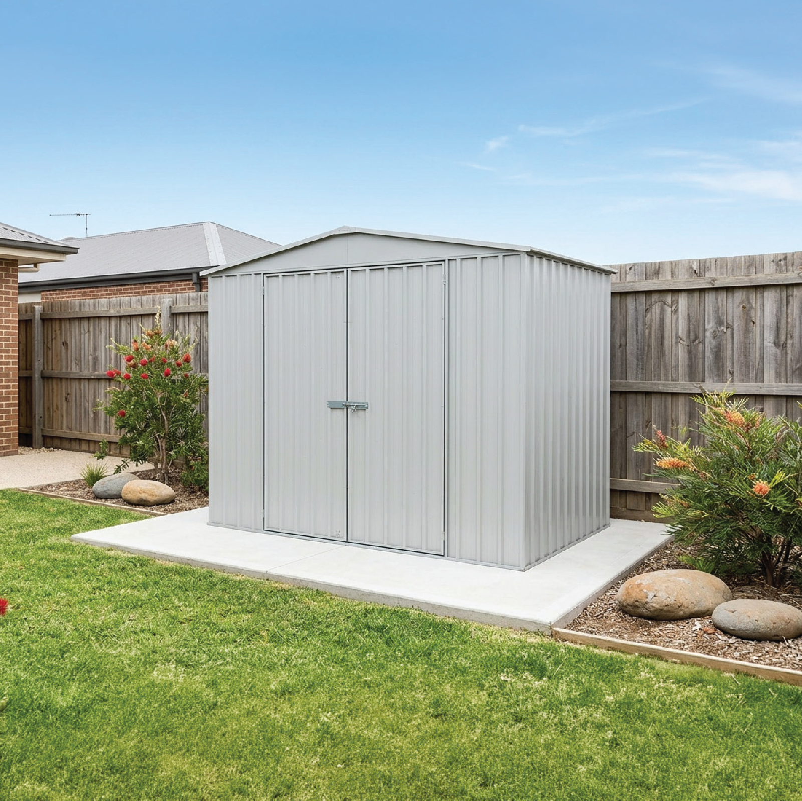 3.00mW x 2.18mD x 2.30mH Garden Shed Highlander Double Door Zincalume