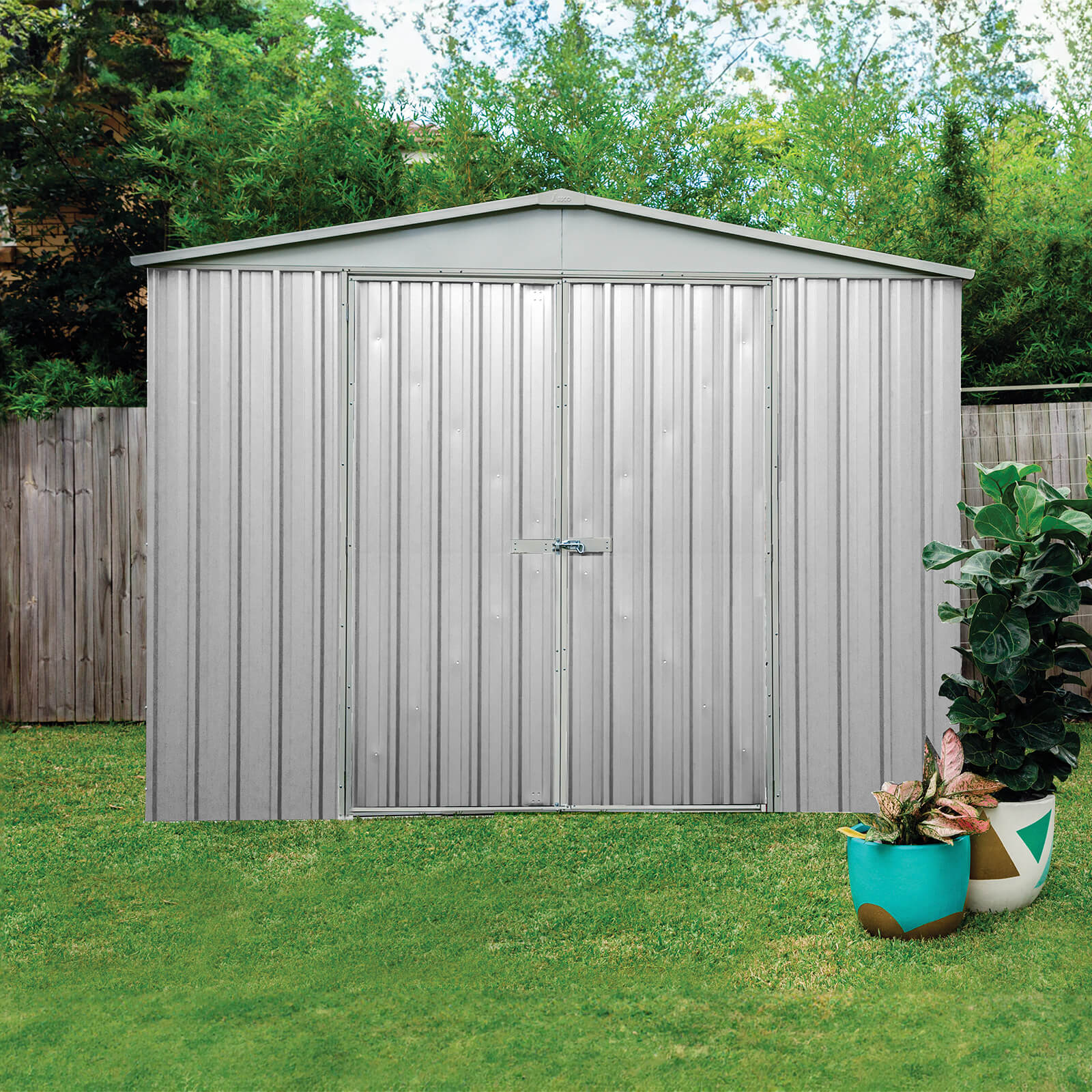 3.00mW x 2.18mD x 2.06mH Garden Shed Regent Double Door Zincalume