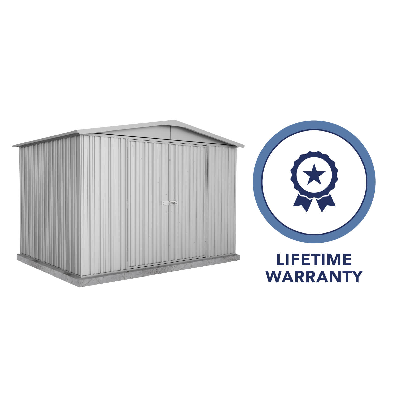 3.00mW x 2.18mD x 2.06mH Garden Shed Regent Double Door Zincalume