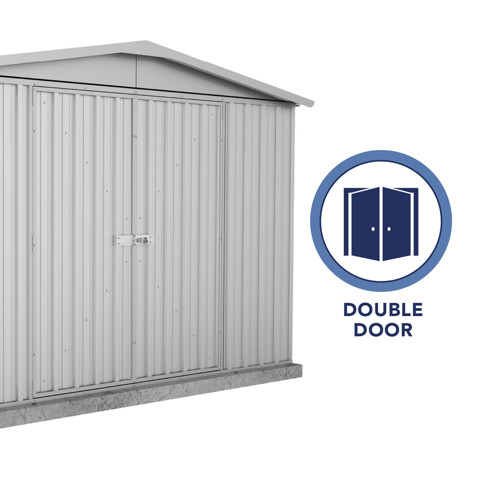 3.00mW x 2.18mD x 2.06mH Garden Shed Regent Double Door Zincalume