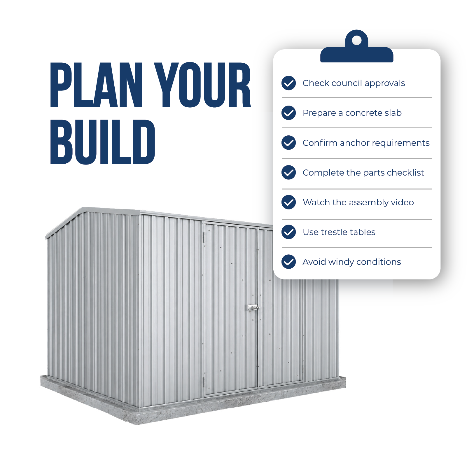 3.00mW x 2.26mD x 2.00mH Garden Shed Economy Double Door Zinc