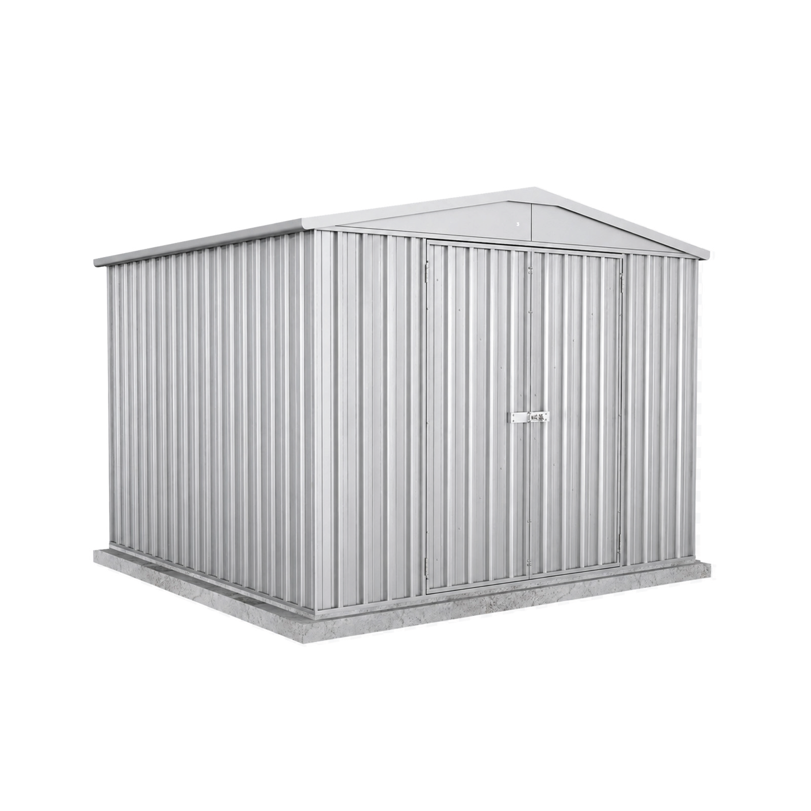 3.00mW x 2.92mD x 2.30mH Garden Shed Highlander Double Door Zincalume