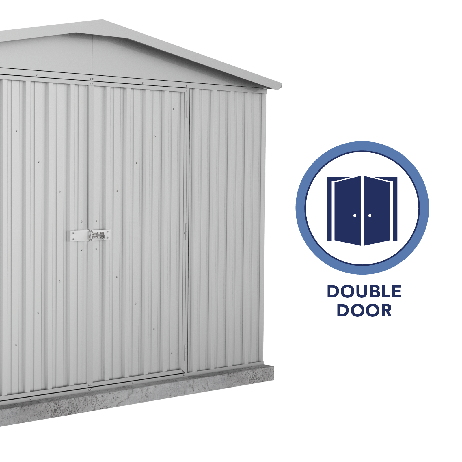3.00mW x 2.92mD x 2.06mH Garden Shed Regent Double Door Zincalume