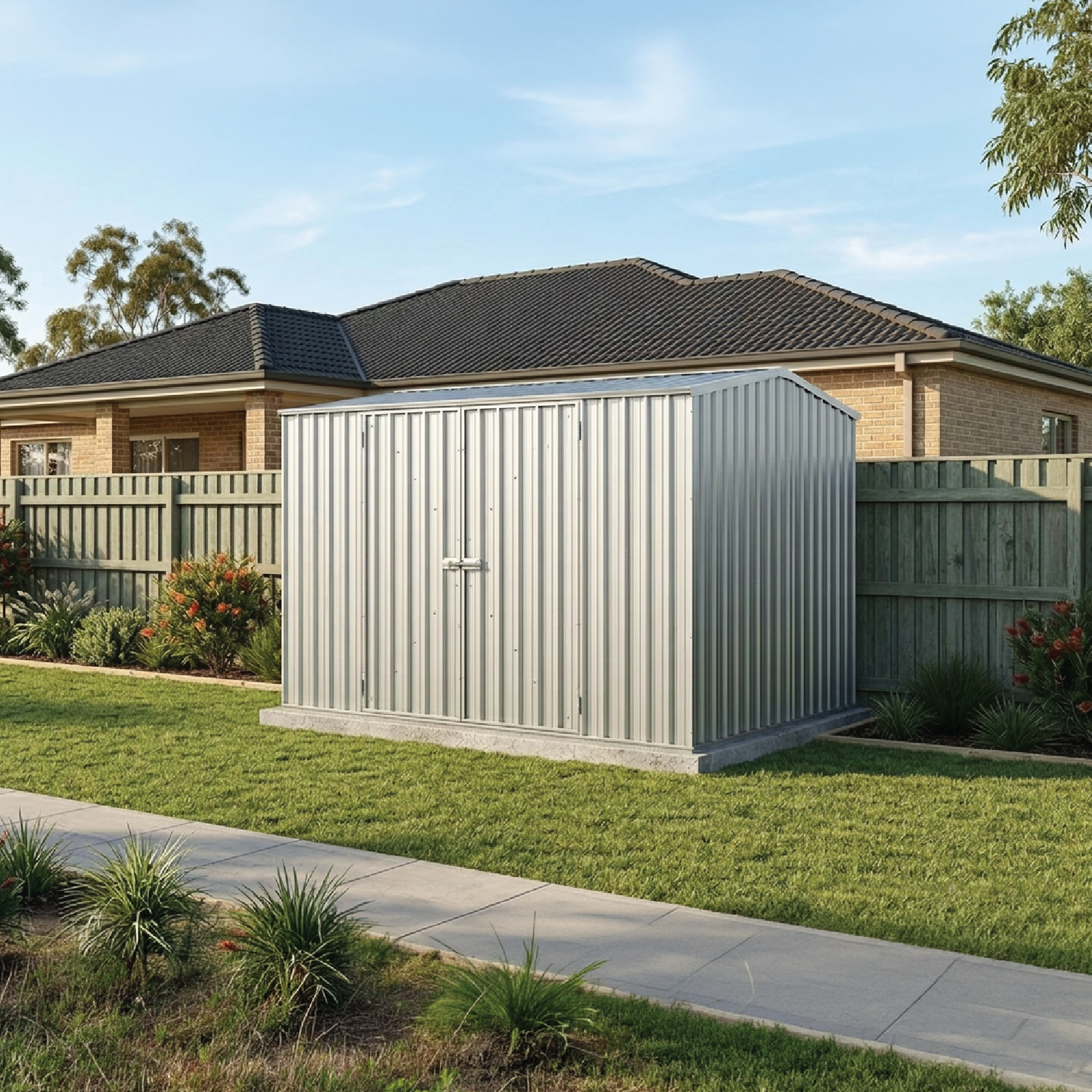 3.00mW x 2.26mD x 2.00mH Garden Shed Premier Double Door Zincalume