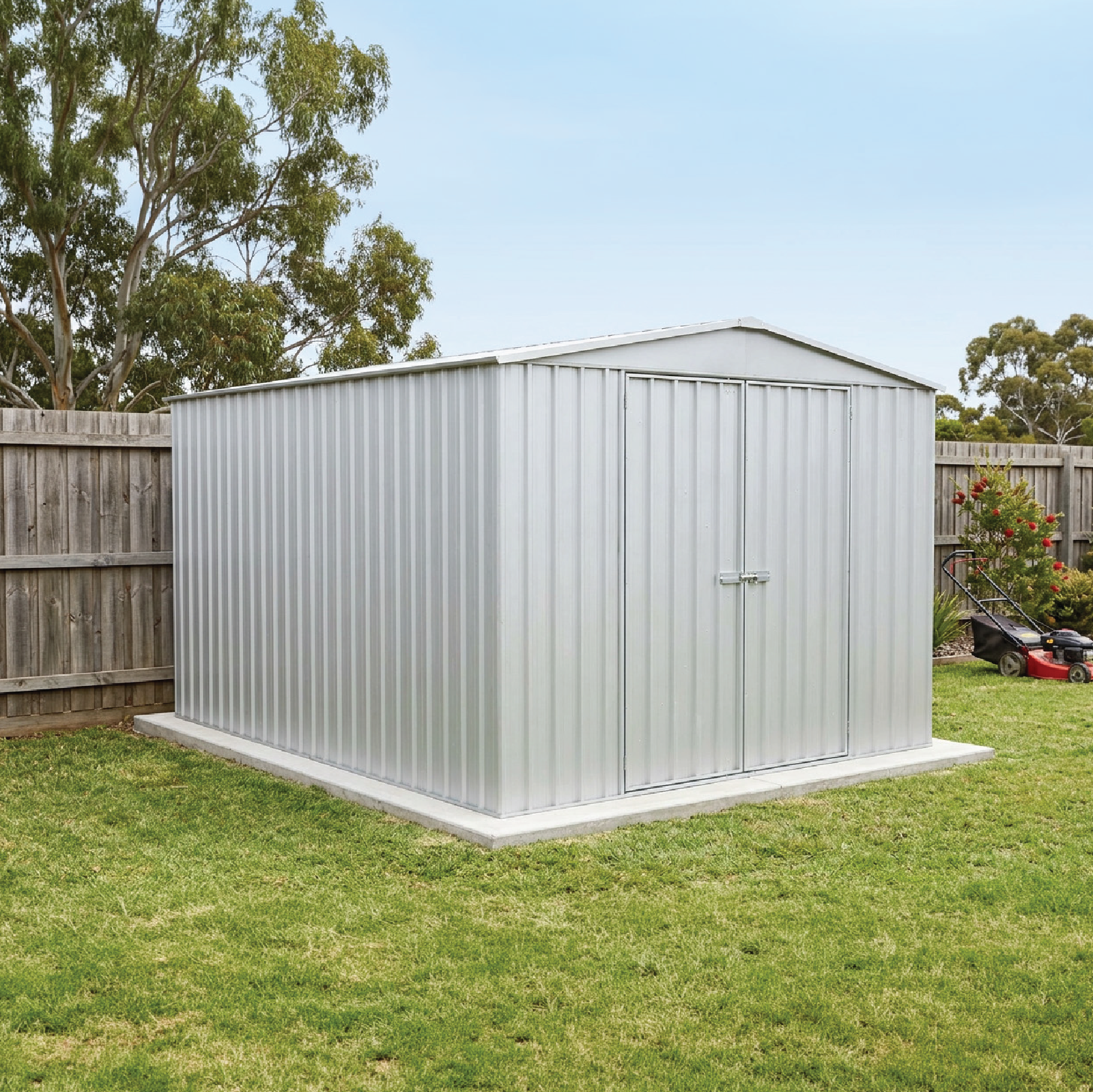 3.00mW x 3.66mD x 2.30mH Garden Shed Highlander Double Door Zincalume