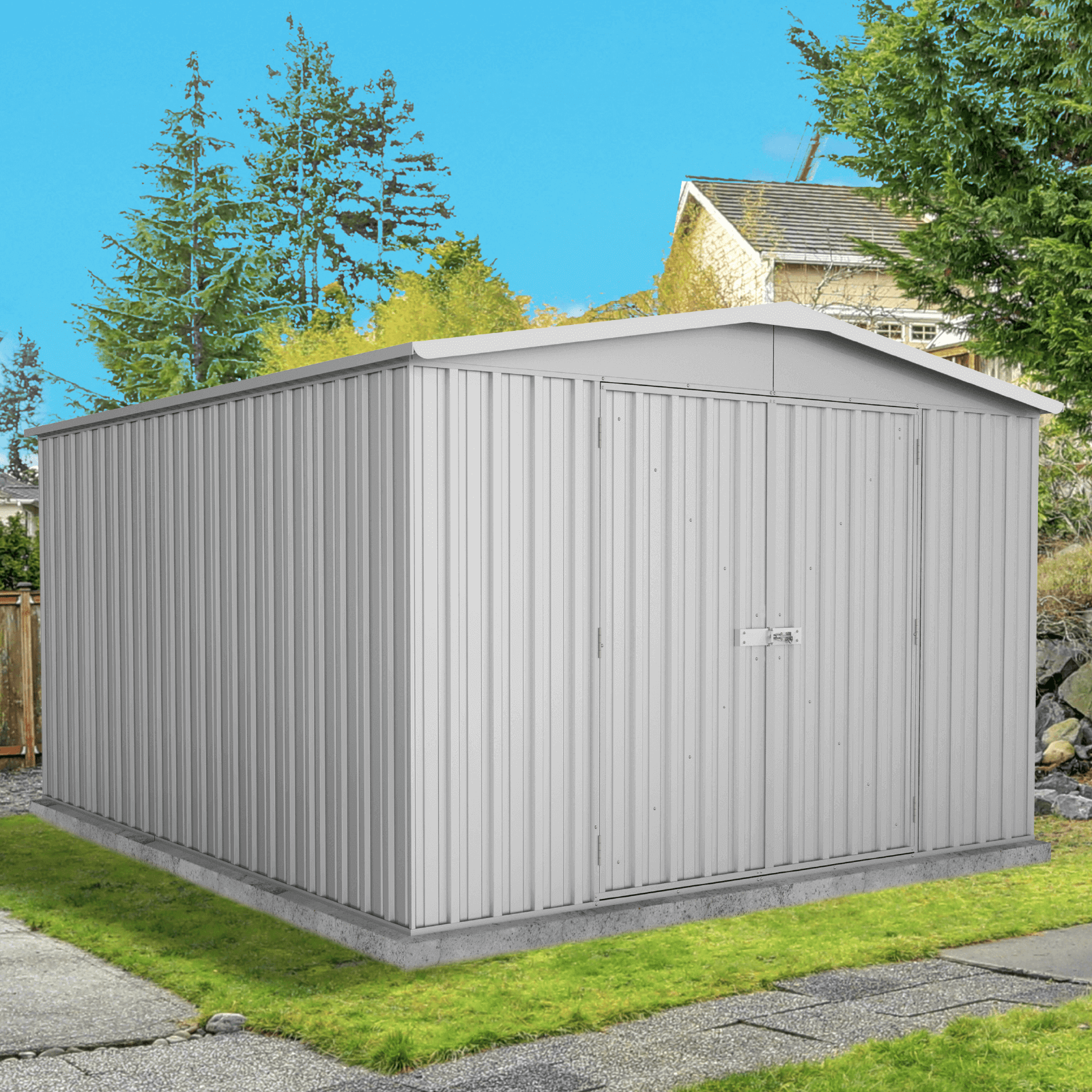 3.00mW x 3.66mD x 2.06mH Garden Shed Regent Single Door Zincalume